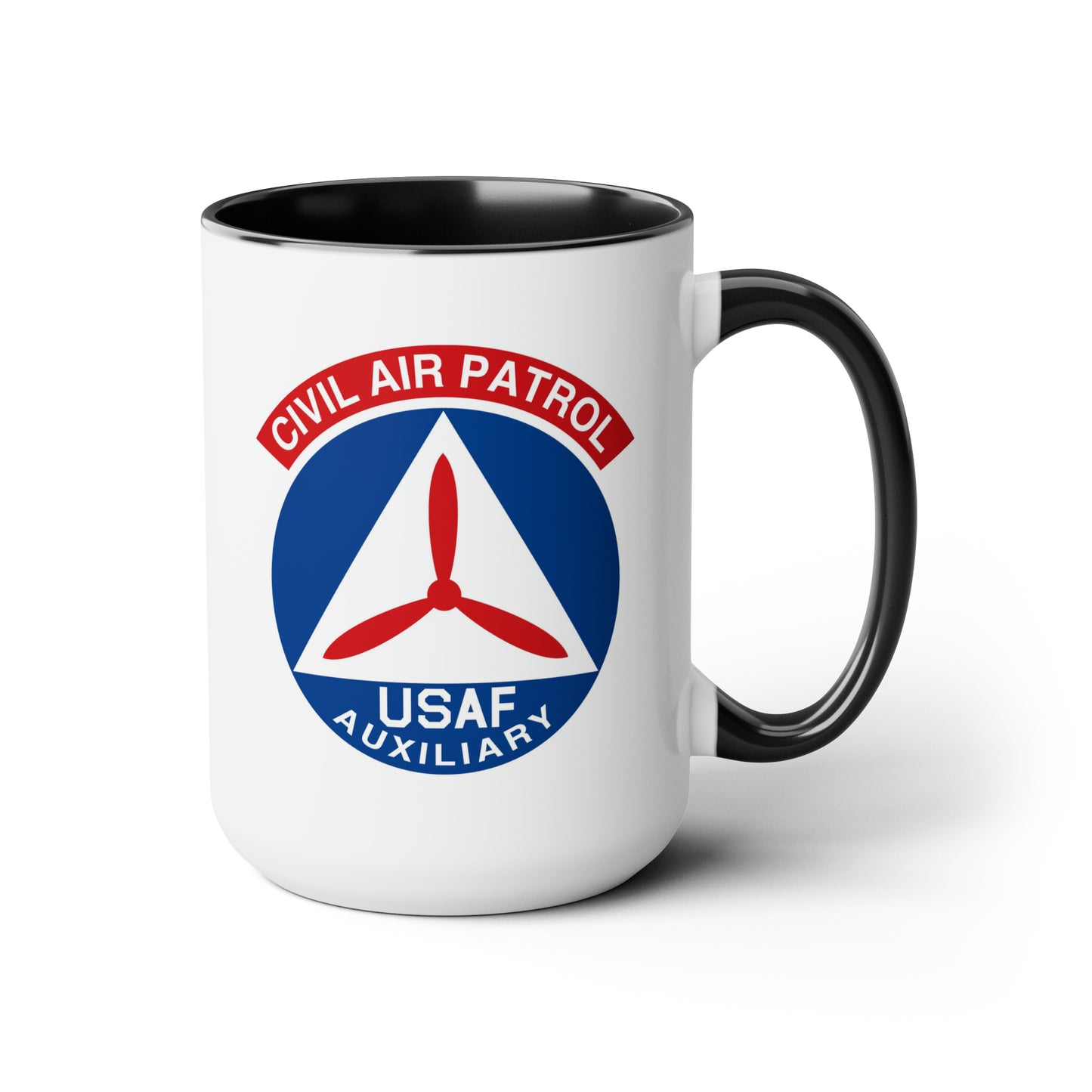 Civil Air Patrol Coffee Mug - Double Sided Black Accent White Ceramic 15oz by TheGlassyLass