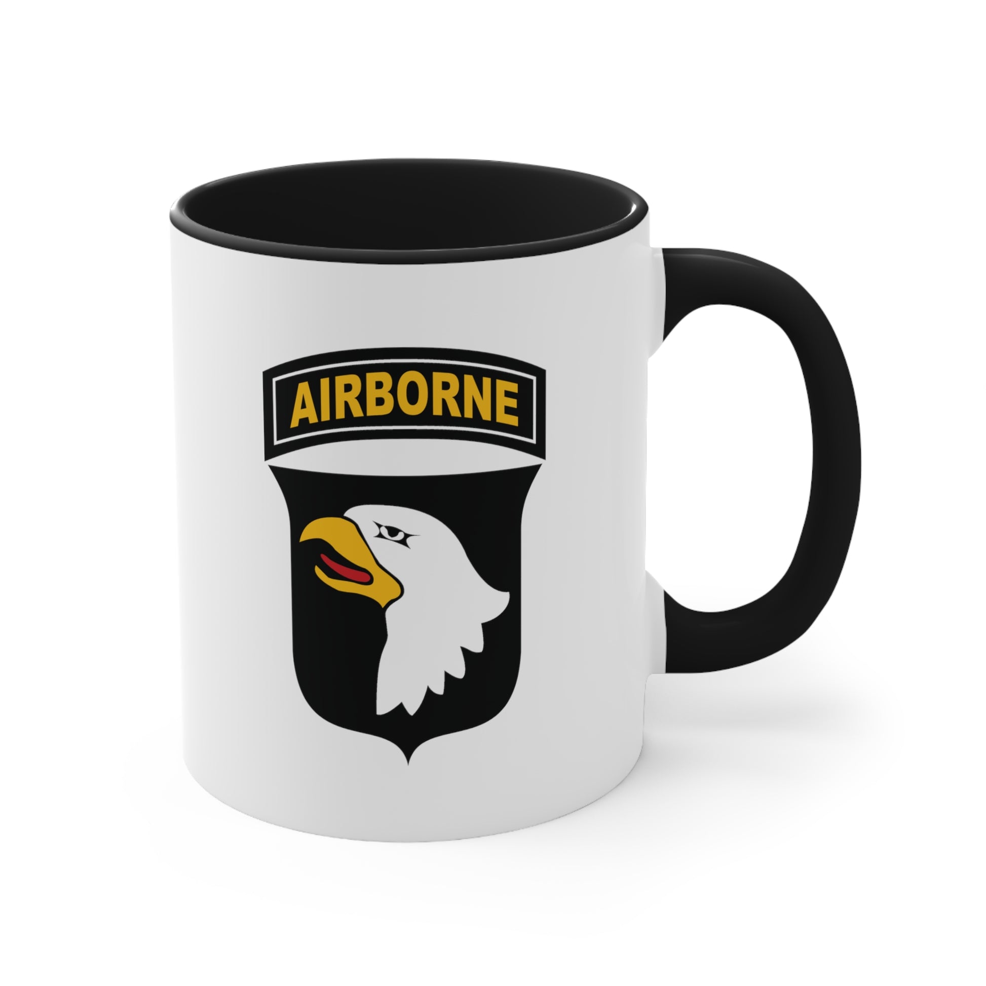US Army Airborne Coffee Mugs - Double Sided Black Accent White Ceramic 11oz by TheGlassyLass
