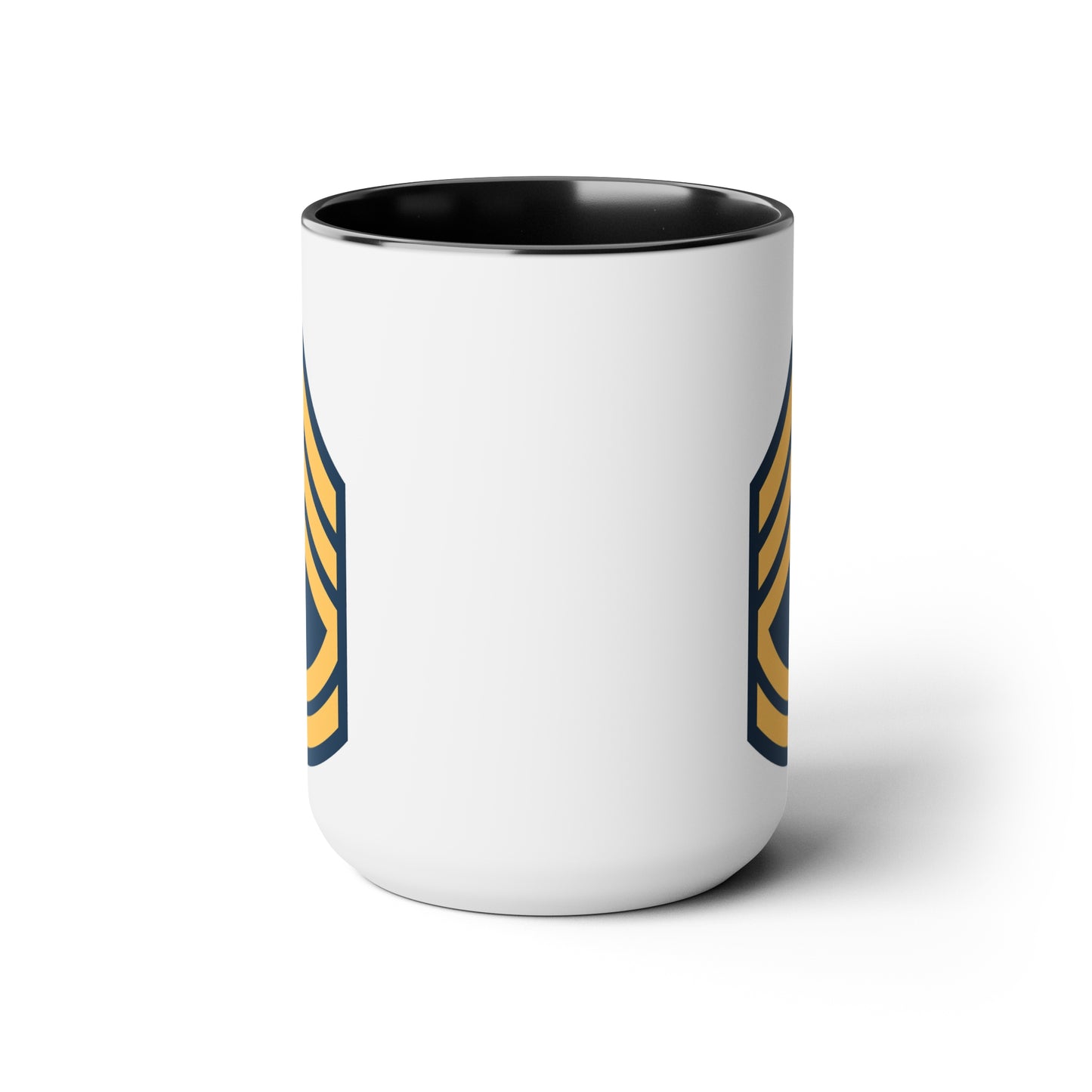 US Army Sergeant First Class Coffee Mug - Double Sided Two-Tone Black Accent 15oz White Ceramic by TheGlassyLass