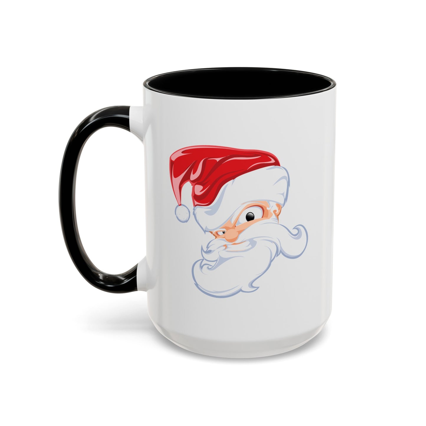Angry Santa Christmas Coffee / Cocoa Mug - Double Sided Black Accent Ceramic 15oz - by TheGlassyLass.com