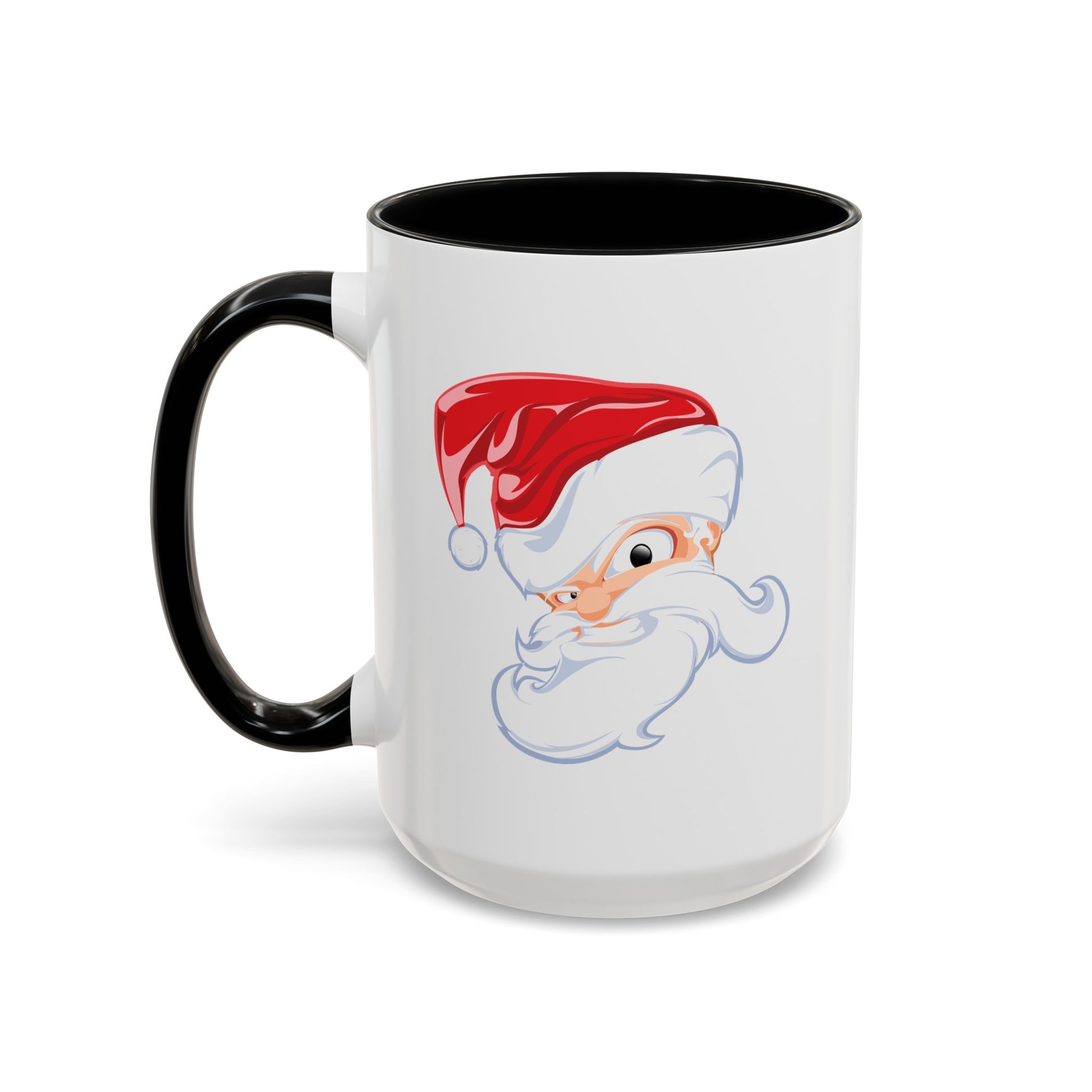 Angry Santa Christmas Coffee / Cocoa Mug - Double Sided Black Accent Ceramic 15oz - by TheGlassyLass.com