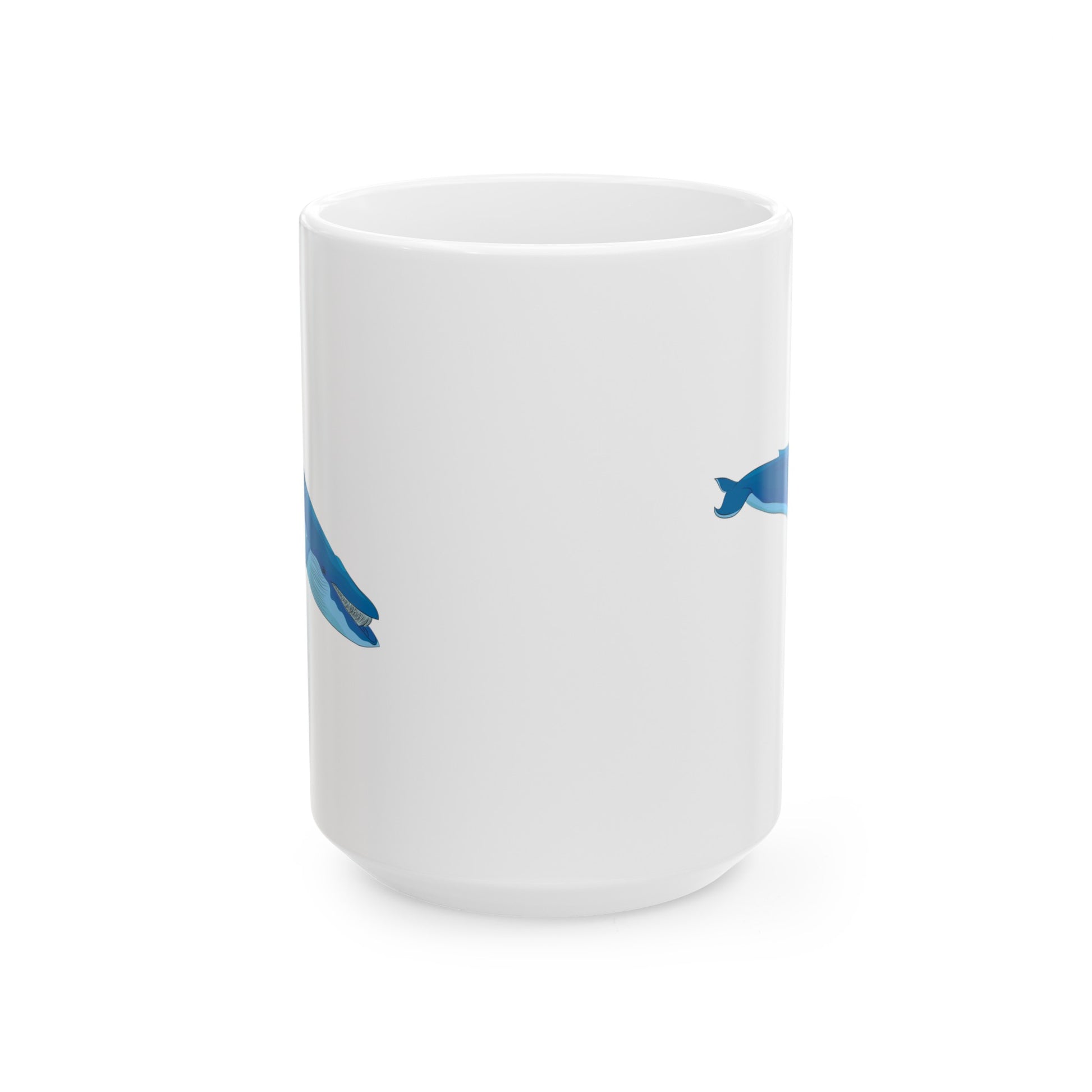 Blue Whale Coffee Mug - Double Sided White Ceramic 15oz by TheGlassyLass.com