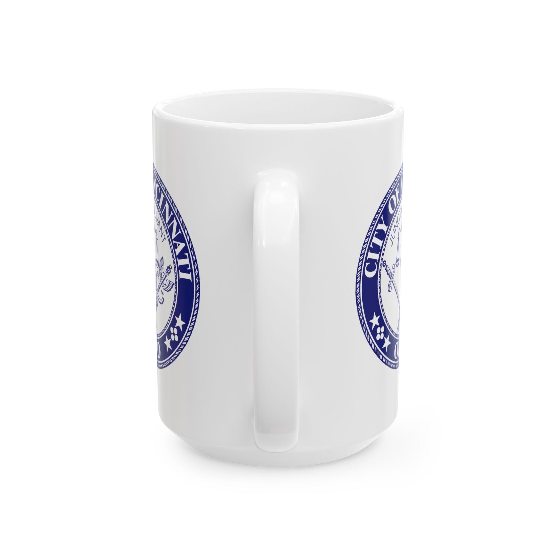 City of Cincinnati Seal Coffee Mug - Double Sided Print, White Ceramic, 15oz by TheGlassyLass.com