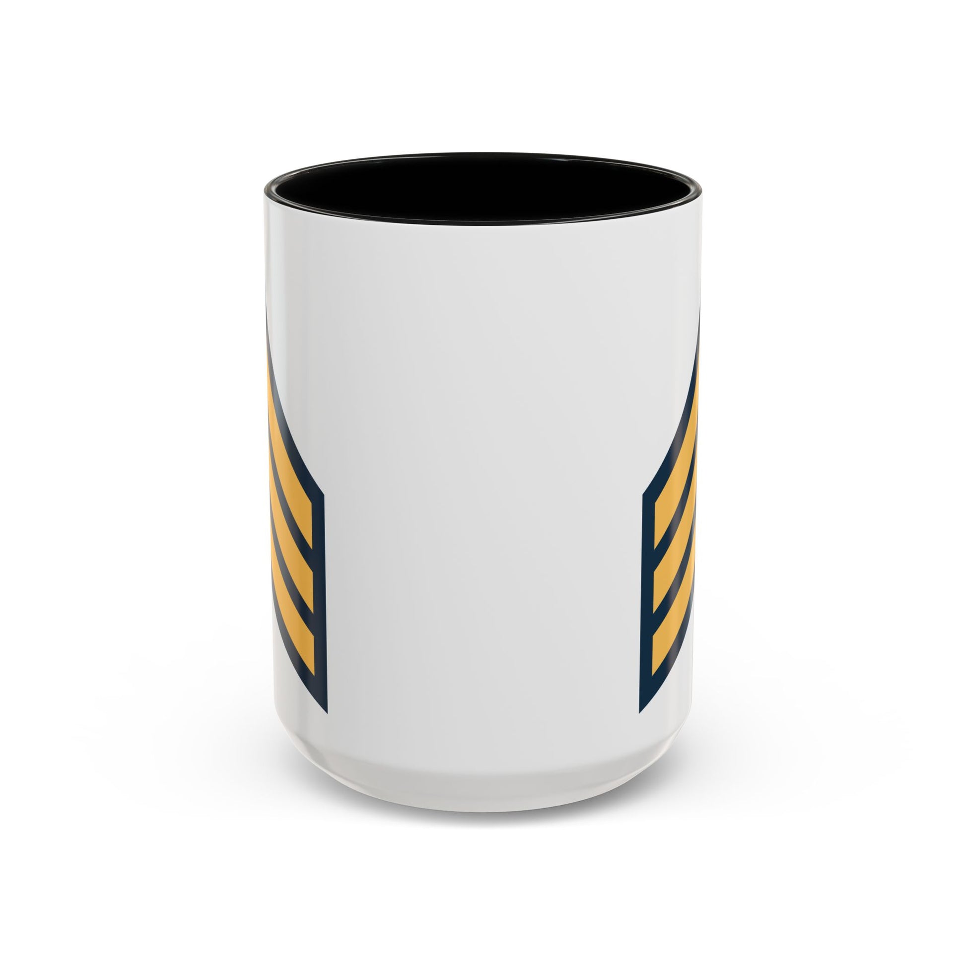 US Army Sergeant (E-5) Stripes Coffee Mug - Double Sided Print, Black Accent White Ceramic, 15oz by TheGlassyLass.com