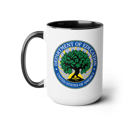 Department of Education Coffee Mug - Double Sided Black Accent White Ceramic 15oz by TheGlassyLass.com