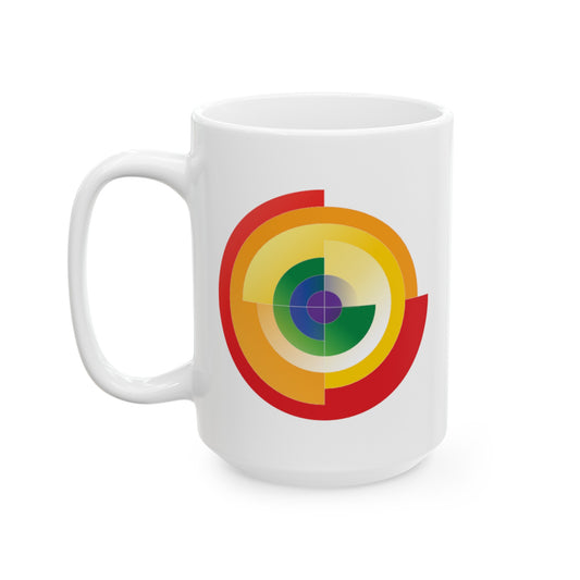 Rainbow Flag Coffee Mug - Double Sided White Ceramic 15oz by TheGlassyLass.com
