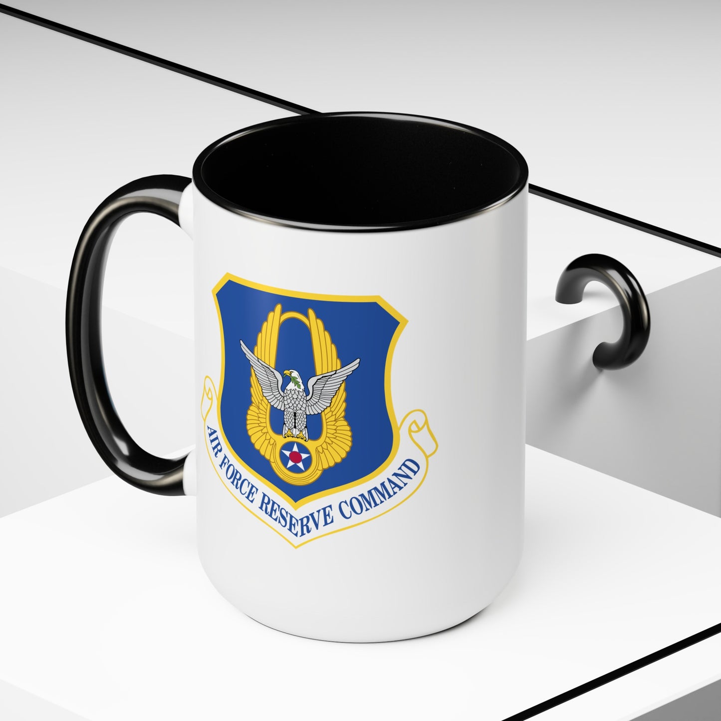 Air Force Reserve Command - Double Sided Black Accent White Ceramic Coffee Mug 15oz by TheGlassyLass.com