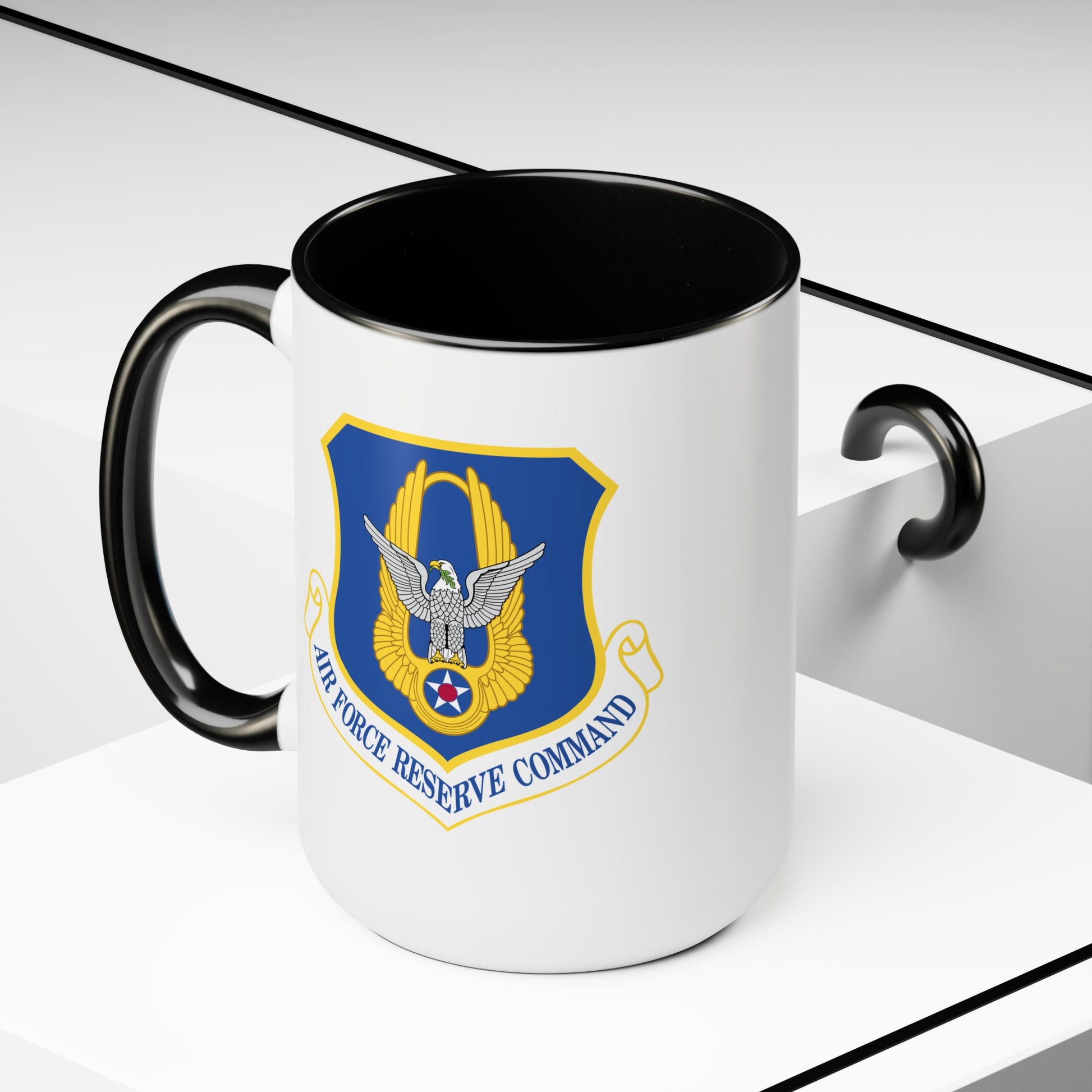 Air Force Reserve Command - Double Sided Black Accent White Ceramic Coffee Mug 15oz by TheGlassyLass.com