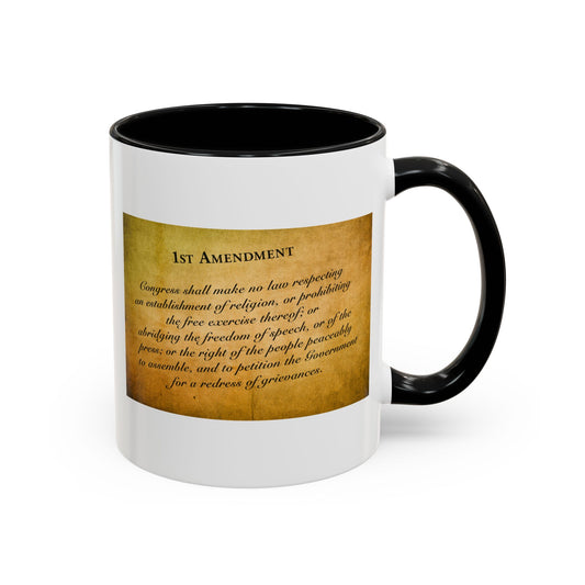 1st Amendment Coffee Mug - Double Sided Black Accent White Ceramic 11oz by TheGlassyLass.com