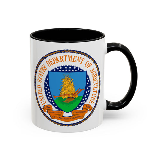 United States Department of Agriculture Seal Coffee Mug - Double Sided Print, Black Accent White Ceramic, 11oz by TheGlassyLass.com