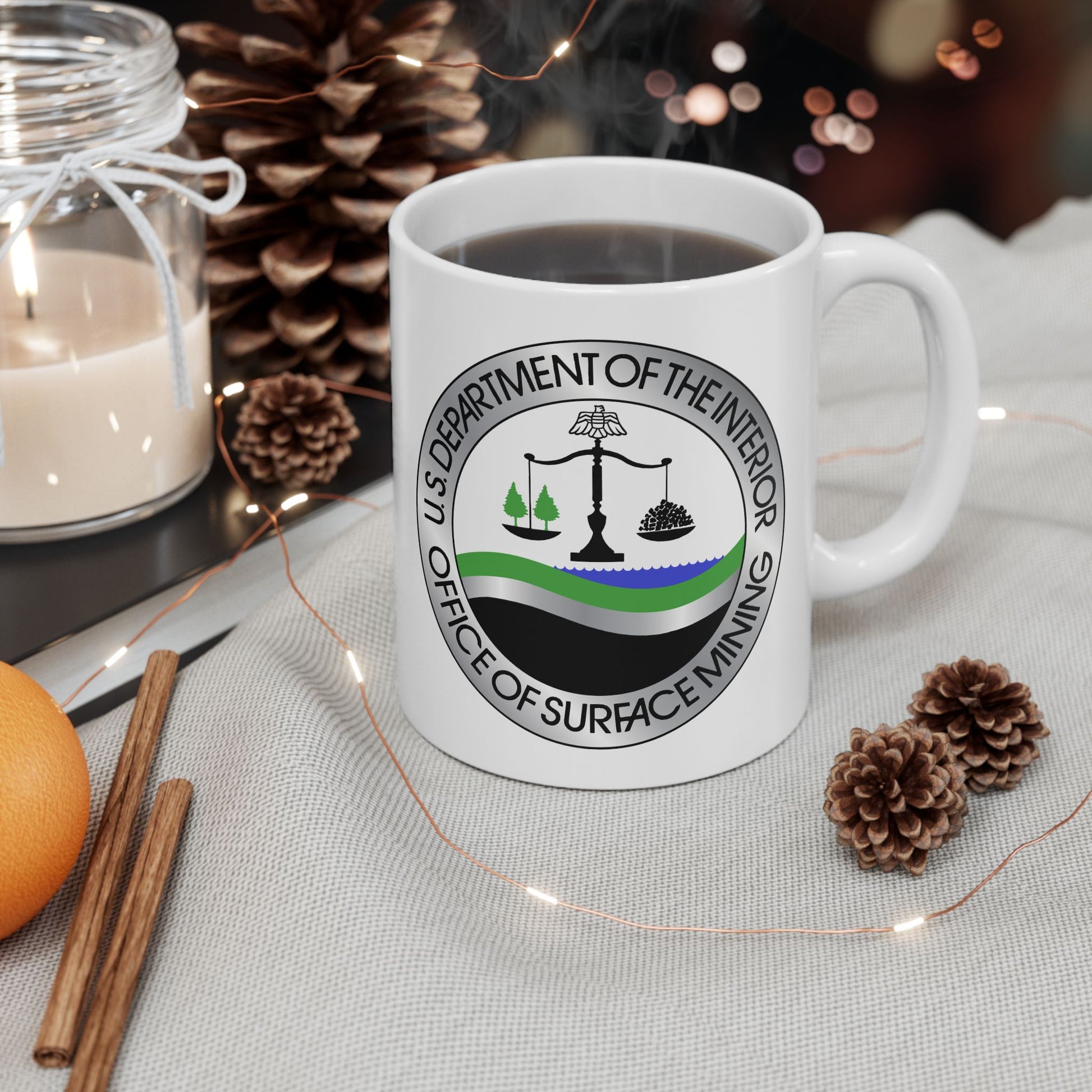 Department of the Interior Office of Surface Mining Seal Coffee Mug - Double Sided Print, White Ceramic, 11oz by TheGlassyLass.com