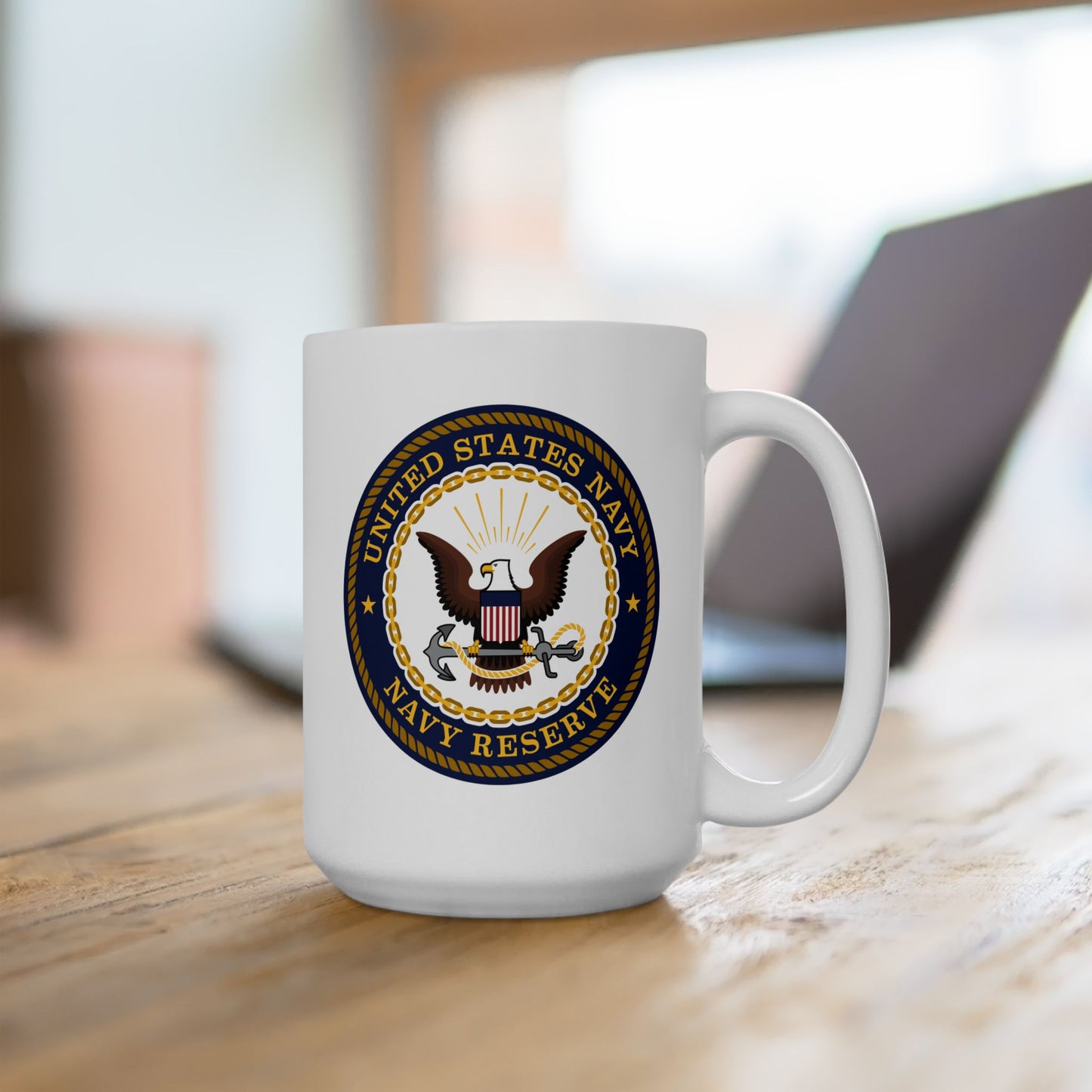 United States Navy Reserve Seal - Double Sided White Ceramic Coffee Mug 15oz by TheGlassyLass.com