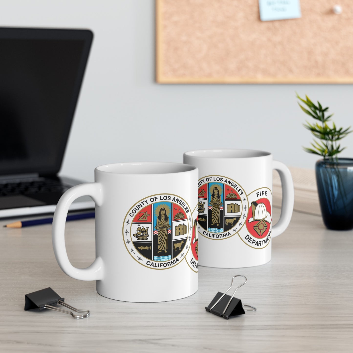 Los Angeles County Fire Department Coffee Mug - Double Sided Print White Ceramic 11oz by TheGlassyLass.com
