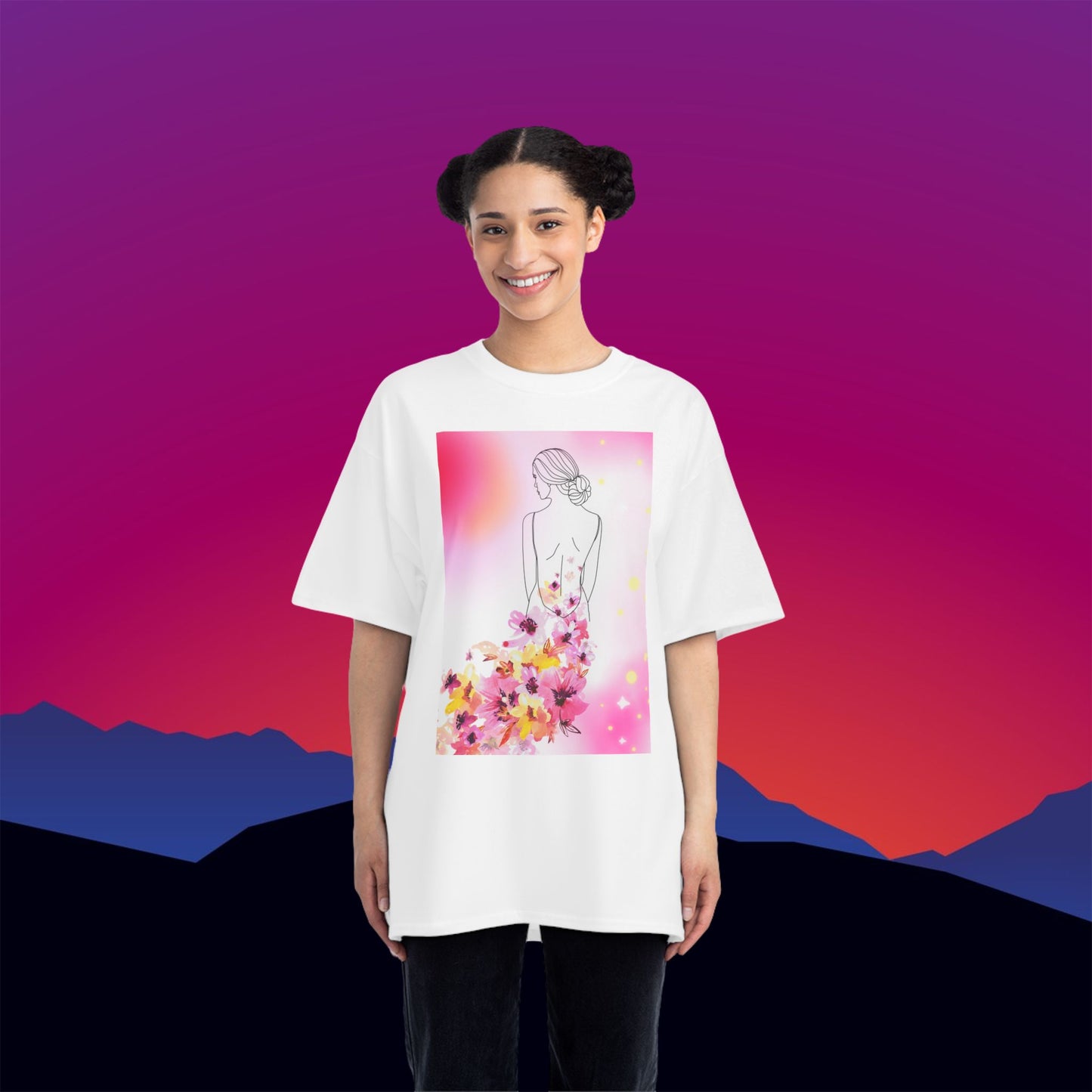 Flower Train T-Shirt: (Hanes Beefy-T 100% Preshrunk Cotton Custom Printed by TheGlassyLass.com