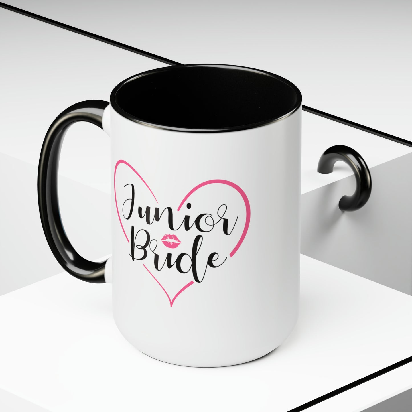 Junior Bride Cocoa Mug - Double Sided Black Accent Ceramic 15oz by TheGlassyLass.com