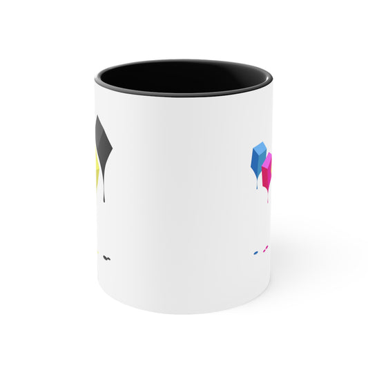 Molten Colors Coffee Mug - Double Sided Black Accent White Ceramic 11oz by TheGlassyLass.com