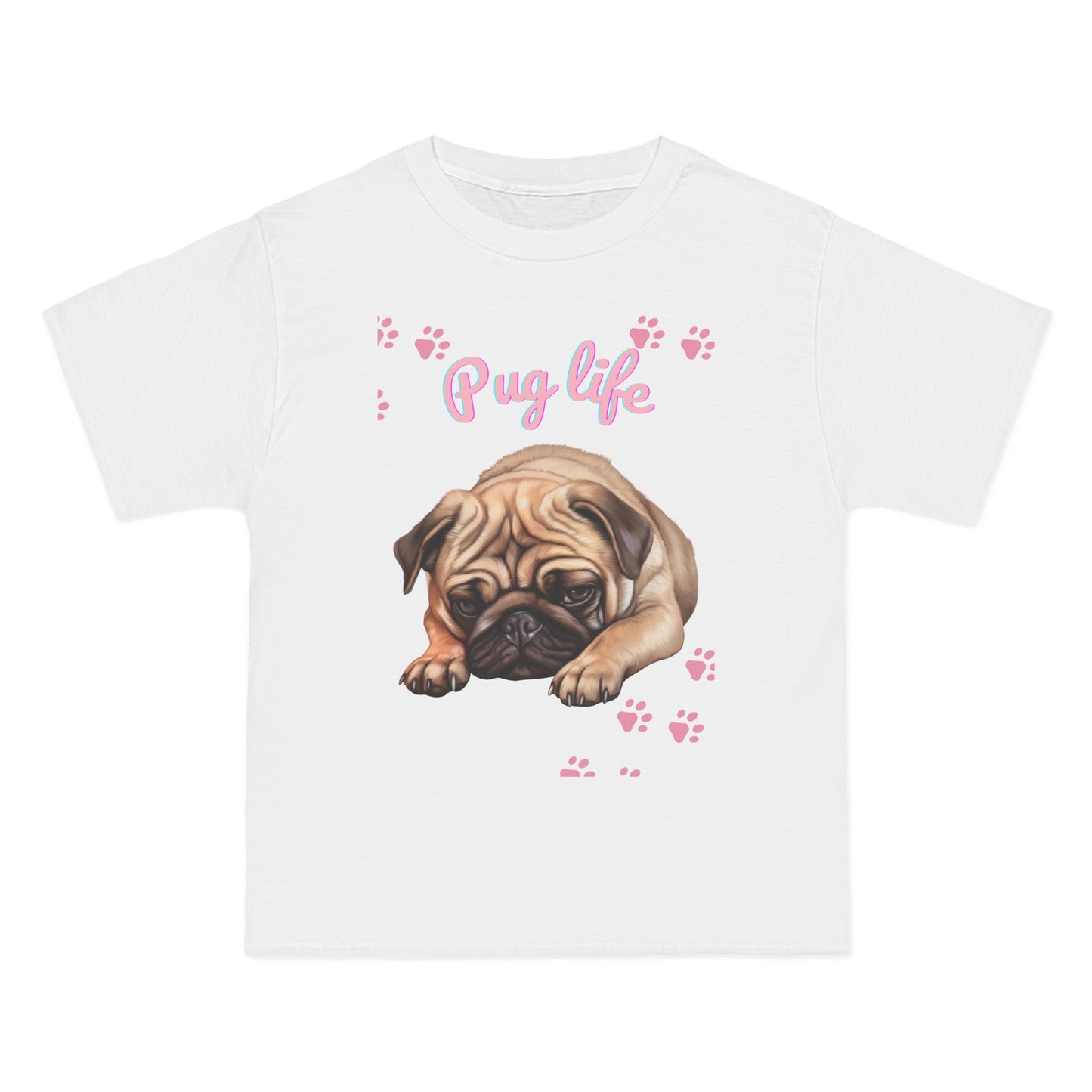 Pug Life T-Shirt: (Hanes Beefy-T 100% Preshrunk Cotton Custom Printed by TheGlassyLass.com
