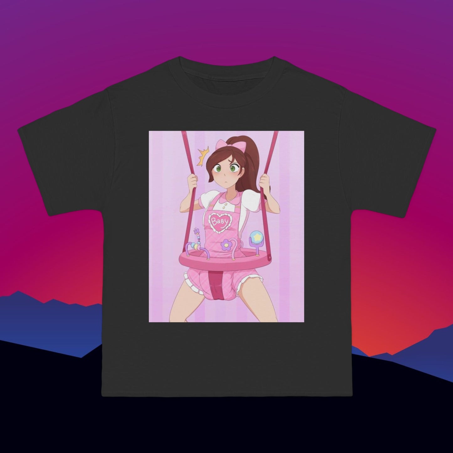 Bouncy Bounce Baby Girl ABDL T-Shirt: (Hanes Beefy-T 100% Preshrunk Cotton Custom Printed by TheGlassyLass.com