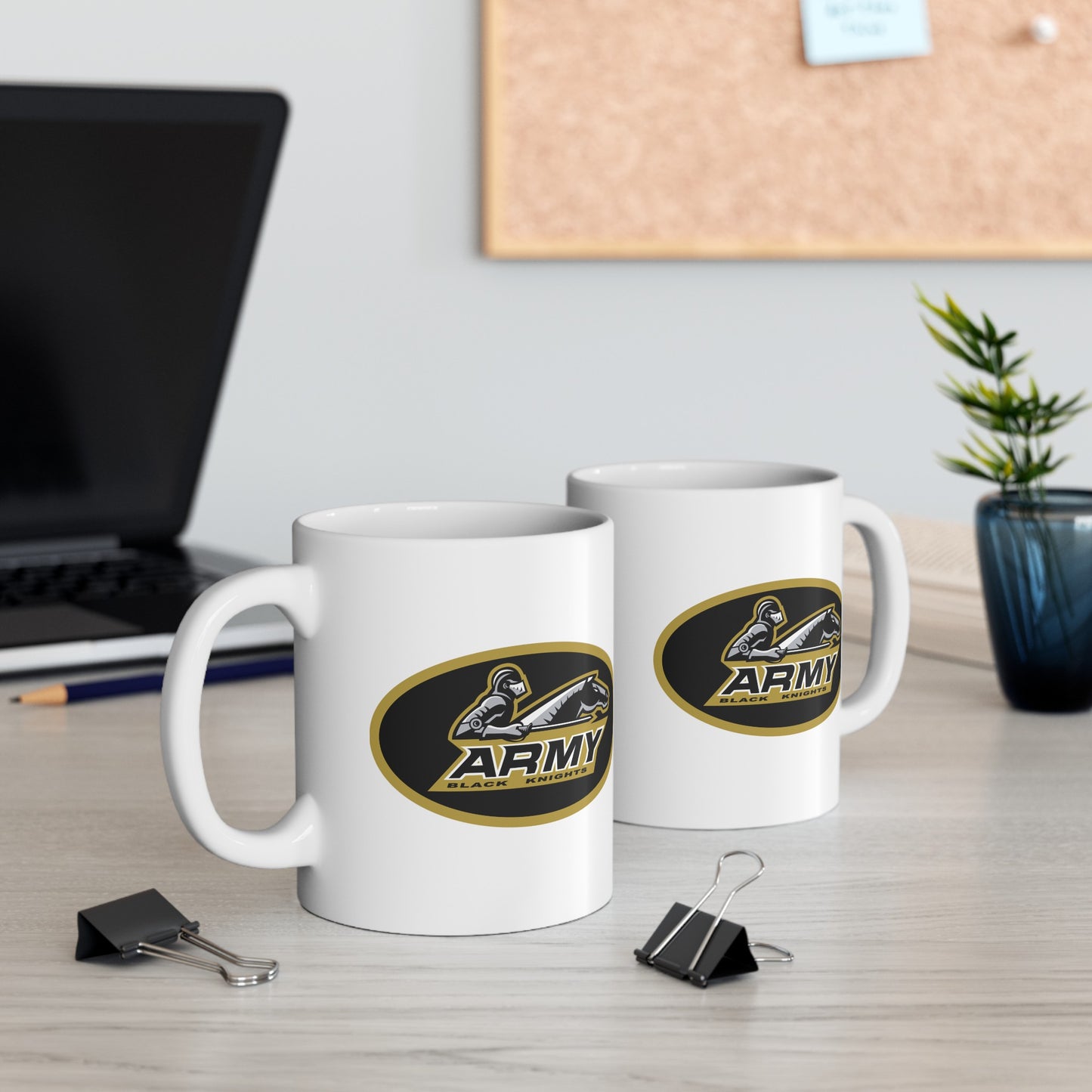 US Army Black Knights - Double Sided White Ceramic Coffee Mug 11oz by TheGlassyLass.com