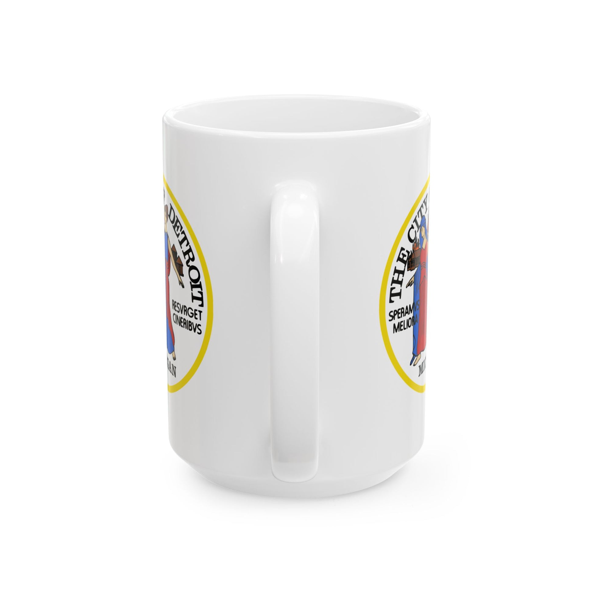 City of Detroit Seal Coffee Mug - Double Sided Print, White Ceramic, 15oz by TheGlassyLass.com