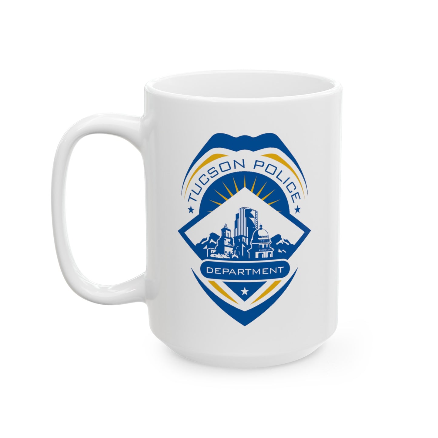 Tucson Police Coffee Mug - Double Sided Black Accent White Ceramic 15oz by TheGlassyLass.com
