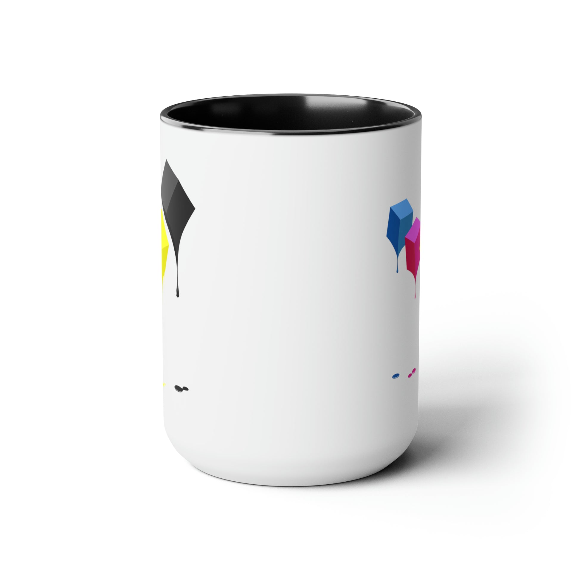 Molten Colors Coffee Mug - Double Sided Balck Accent White Ceramic 15oz by TheGlassyLass.com