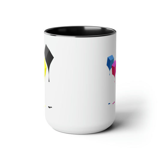Molten Colors Coffee Mug - Double Sided Balck Accent White Ceramic 15oz by TheGlassyLass.com
