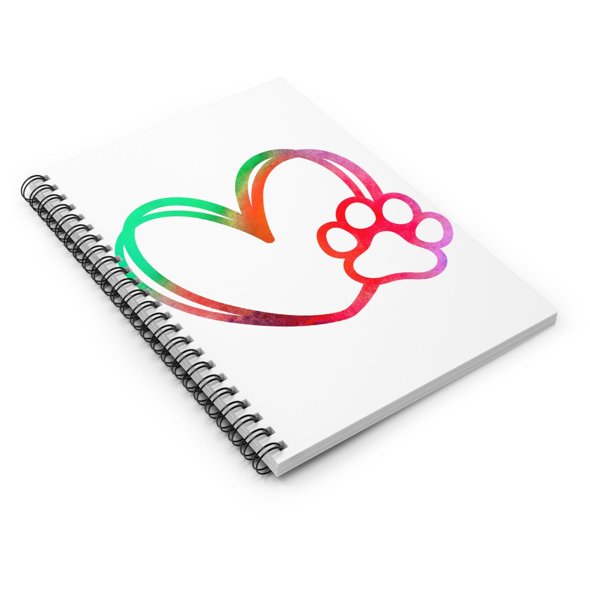 Rainbow Paw Heart: Spiral Notebook - Log Books - Journals - Diaries - and More Custom Printed by TheGlassyLass.com
