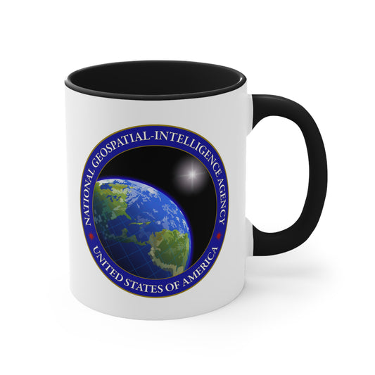 National Geospatial-Intelligence Agency Coffee Mug - Double Sided Black Accent White Ceramic 11oz by TheGlassyLass.com