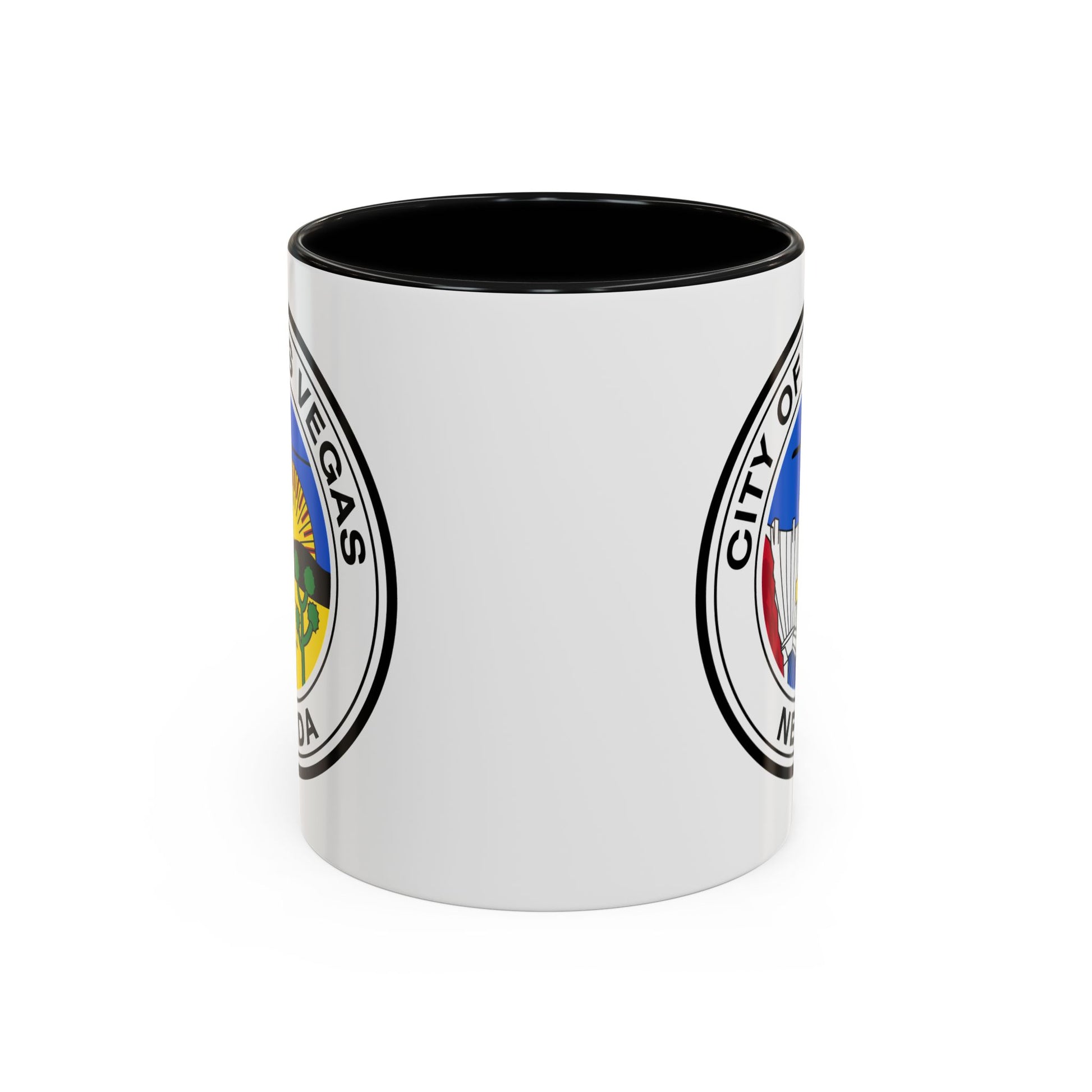 City of Las Vegas Seal Coffee Mug - Double Sided Print, Black Accent White Ceramic, 11oz by TheGlassyLass.com