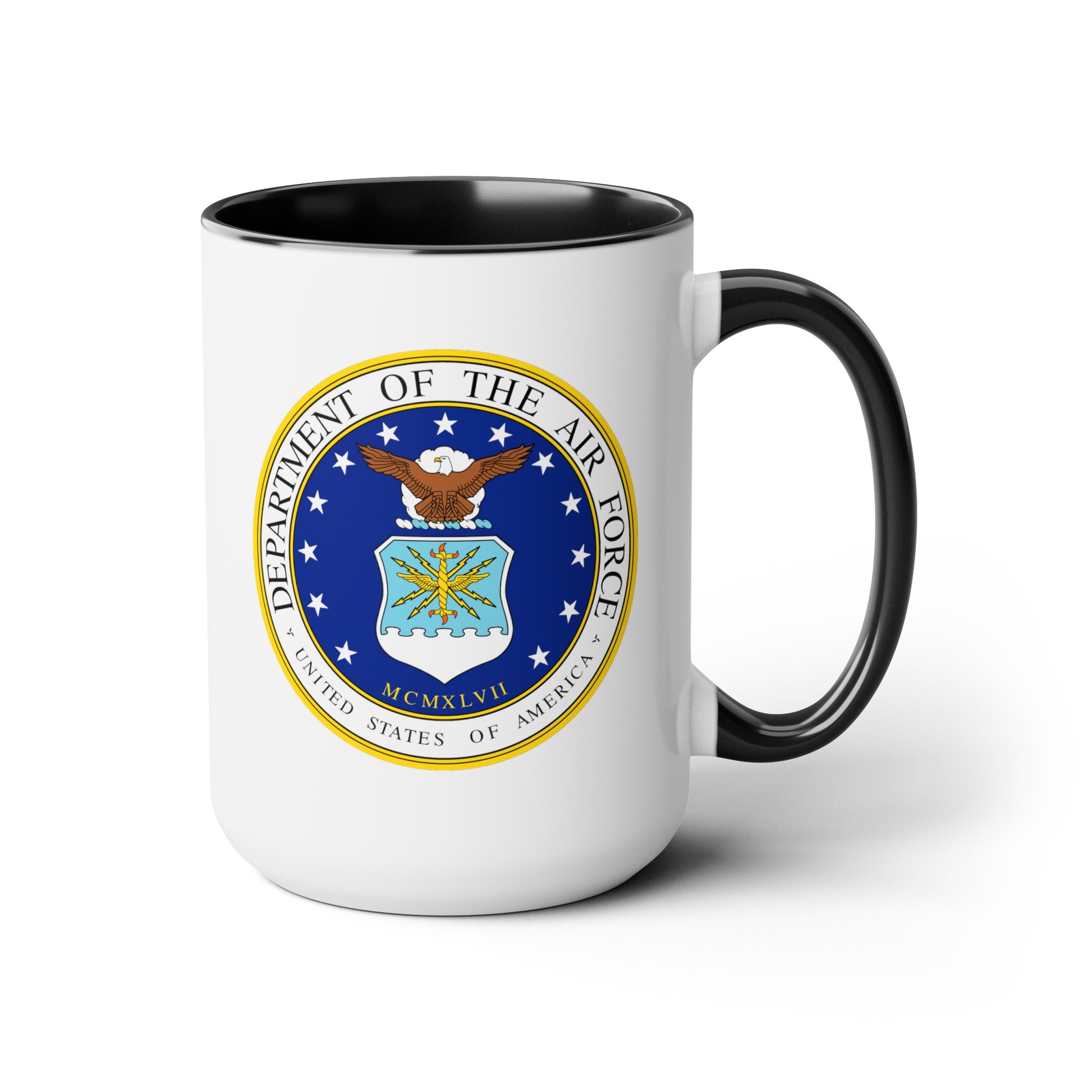 Air Force Department Coffee Mug - Double Sided Black Accent White Ceramic 15oz by TheGlassyLass.com