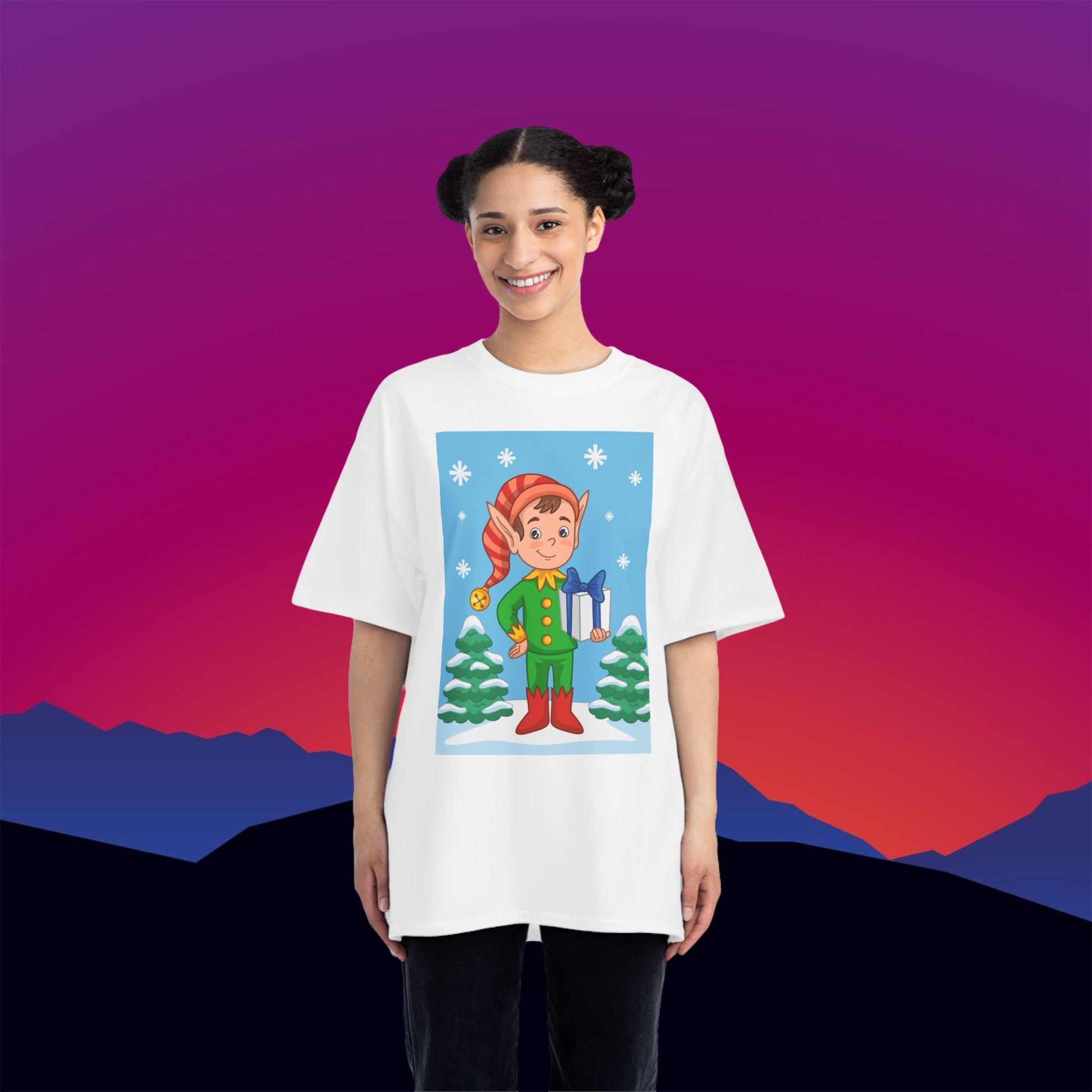 Christmas Elf T-Shirt: (Hanes Beefy-T 100% Preshrunk Cotton Custom Printed by TheGlassyLass.com