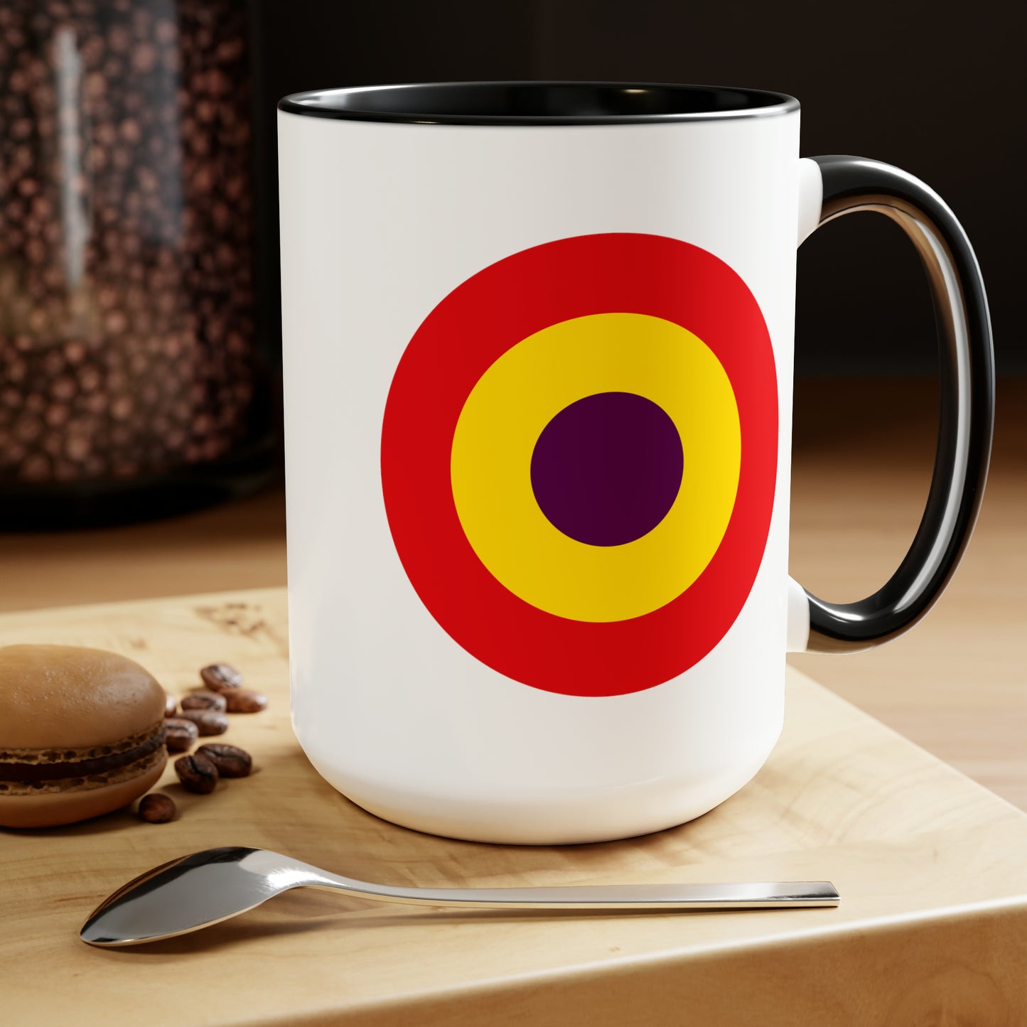 Spanish Air Force Roundel Coffee Mug - Double Sided Black Accent Ceramic 15oz - by TheGlassyLass.com