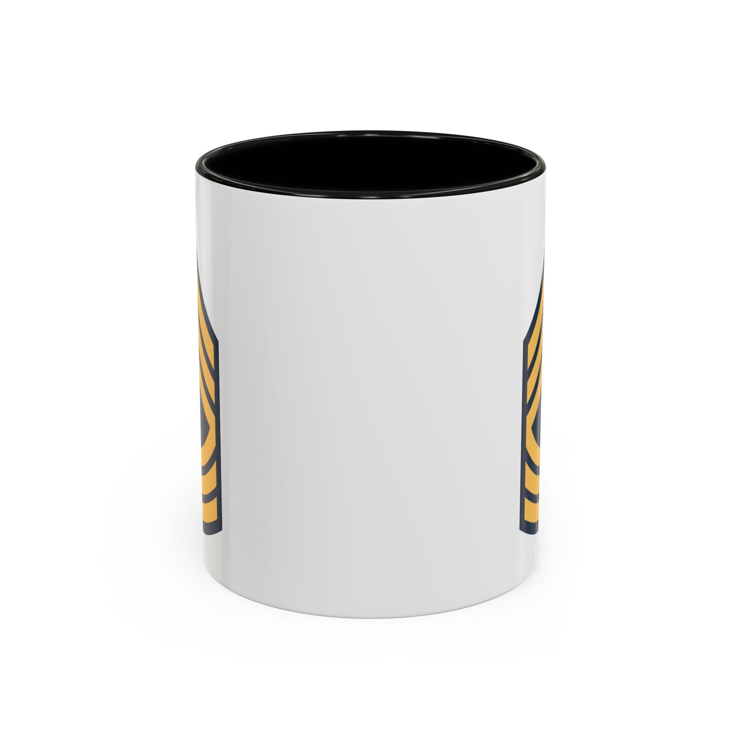 US Army Master Sergeant (E-8) Stripes Coffee Mug - Double Sided Print, Black Accent White Ceramic, 11oz by TheGlassyLass.com