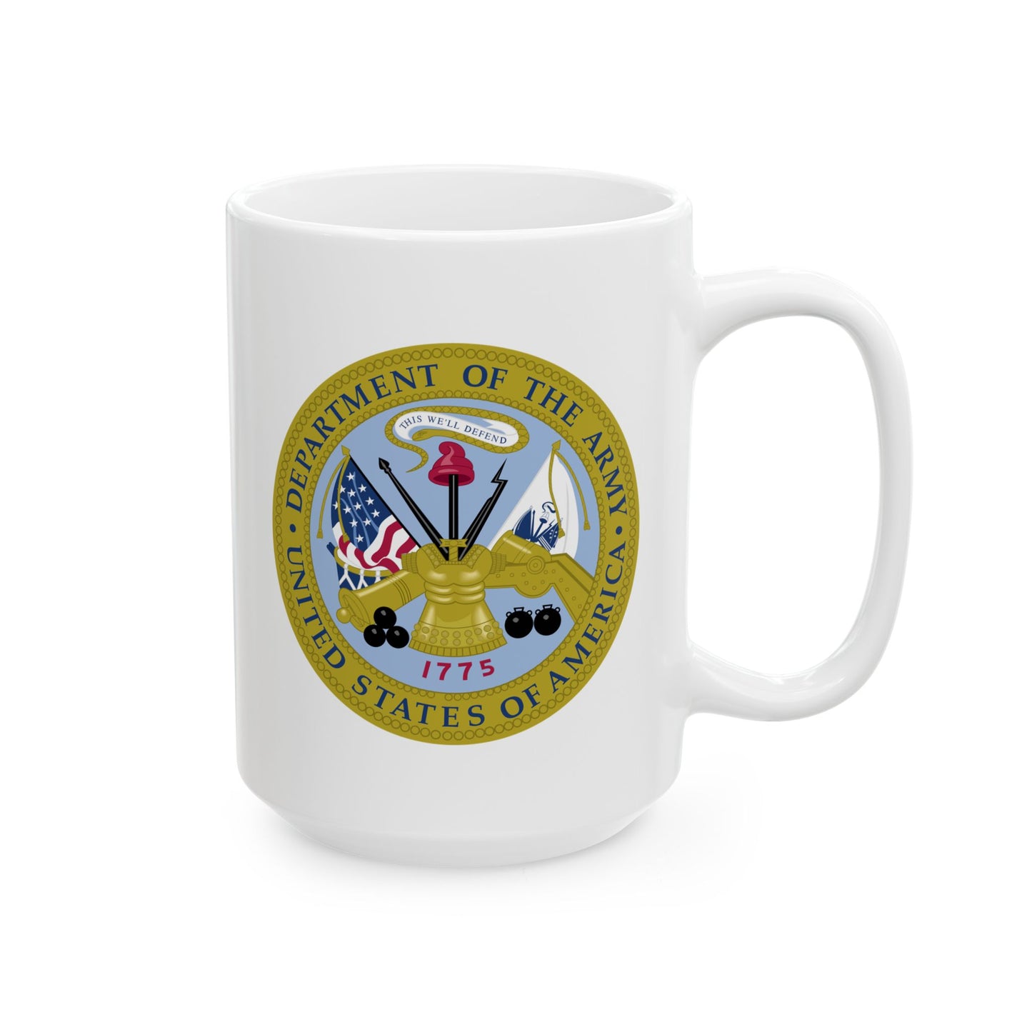 Department of the Army Seal Coffee Mug - Double Sided Print, White Ceramic, 15oz by TheGlassyLass.com