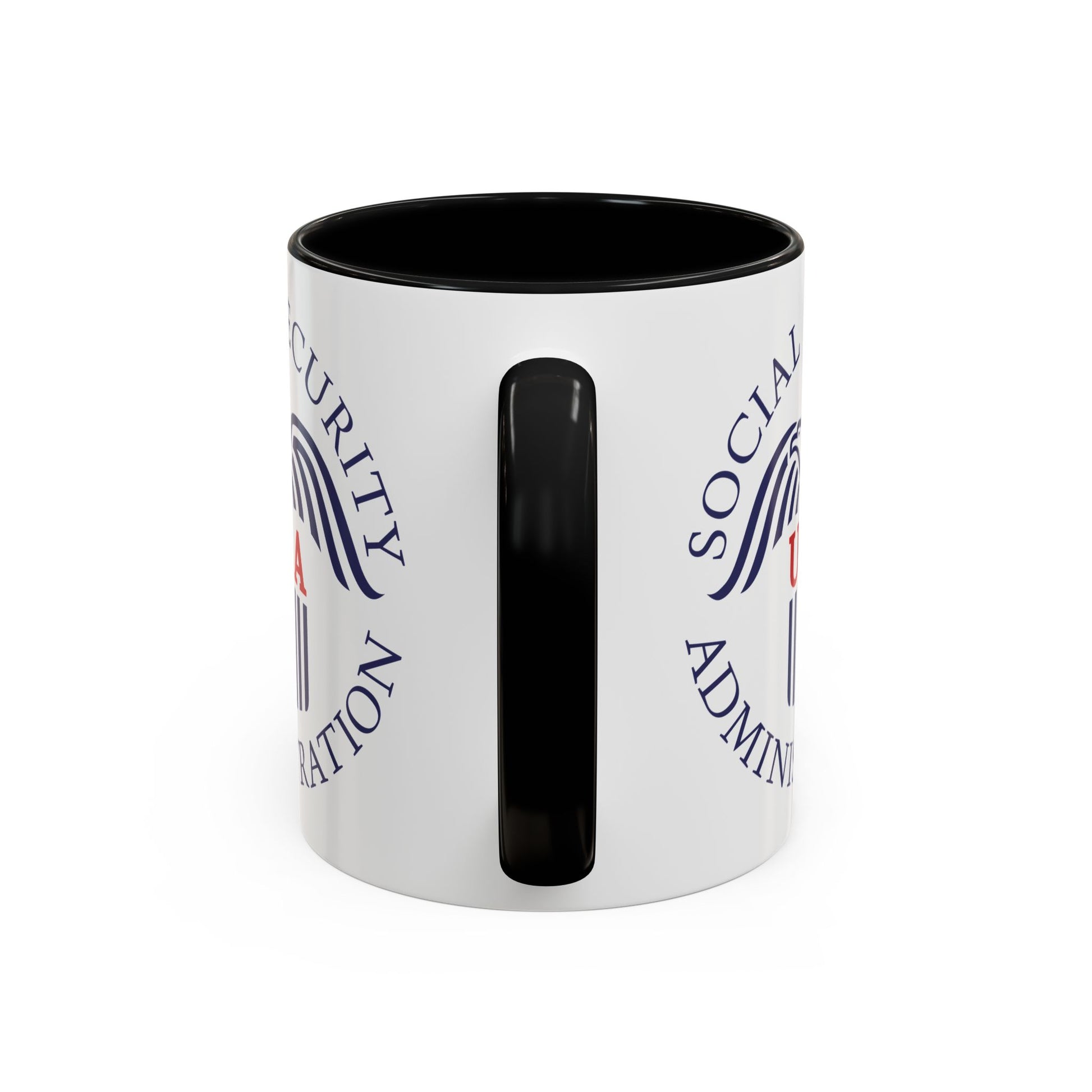 Social Security Administration Seal Coffee Mug - Double Sided Print, Black Accent White Ceramic, 11oz by TheGlassyLass.com