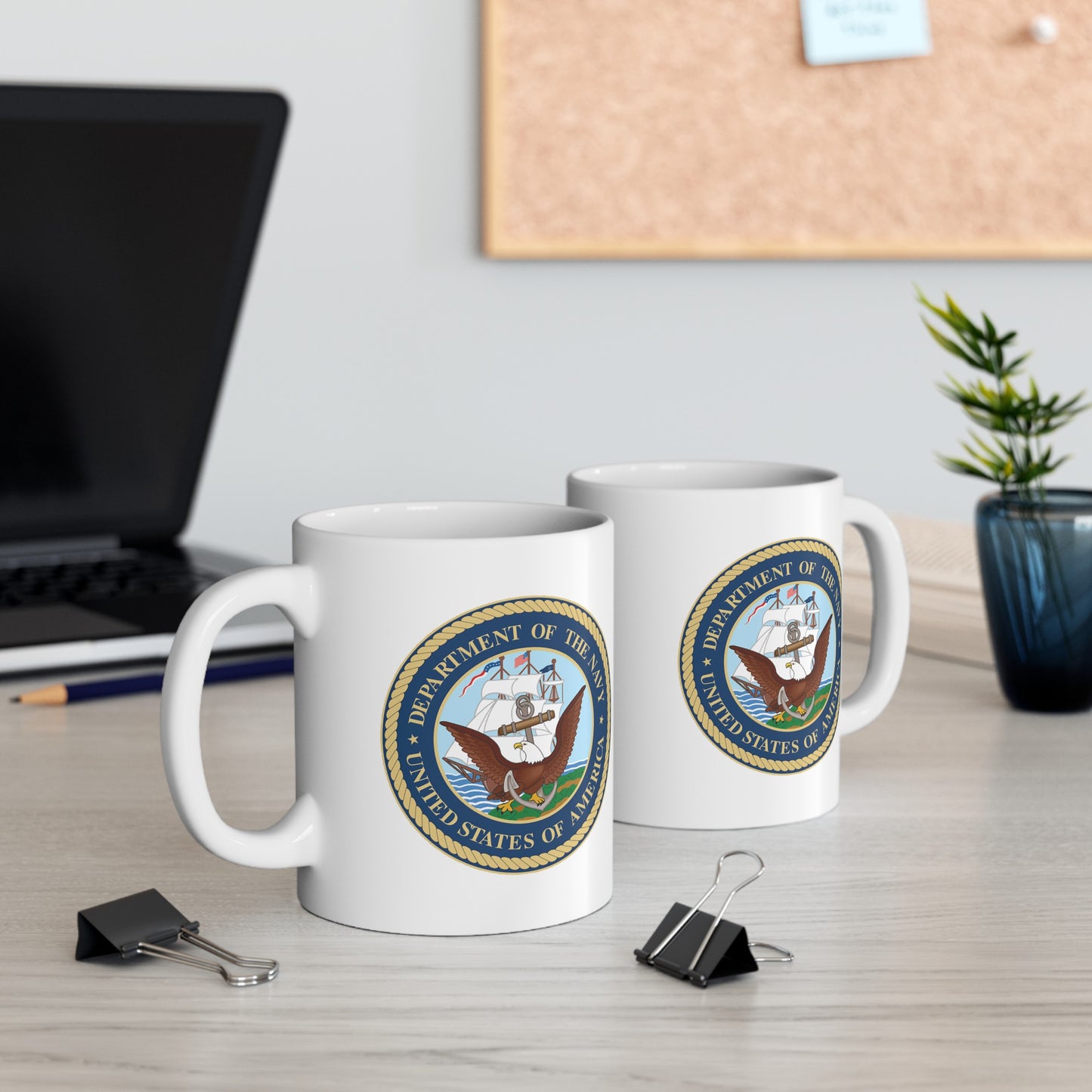 Navy Department Coffee Mug - Double Sided White Ceramic 11oz by TheGlassyLass.com