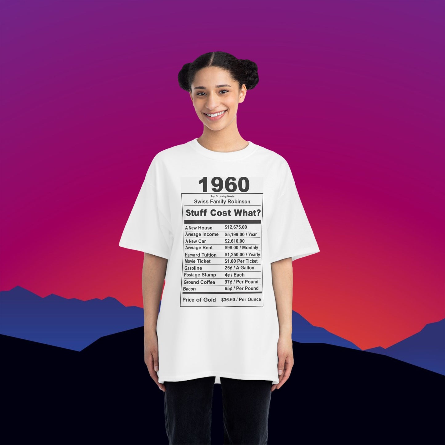 1960 Birthday T-Shirt: (Hanes Beefy-T 100% Preshrunk Cotton Custom Printed by TheGlassyLass.com