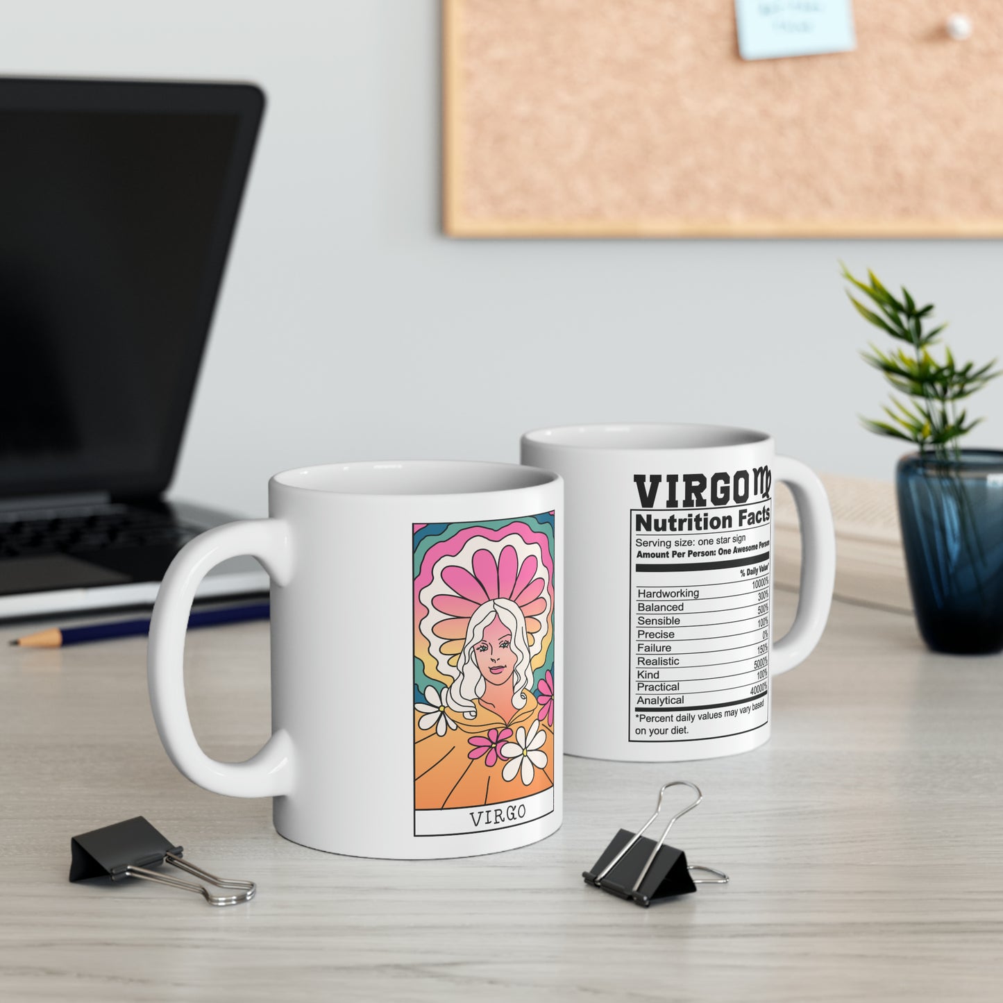 Virgo Tarot Card Coffee Mug - Double Sided 11oz White Ceramic by TheGlassyLass.com