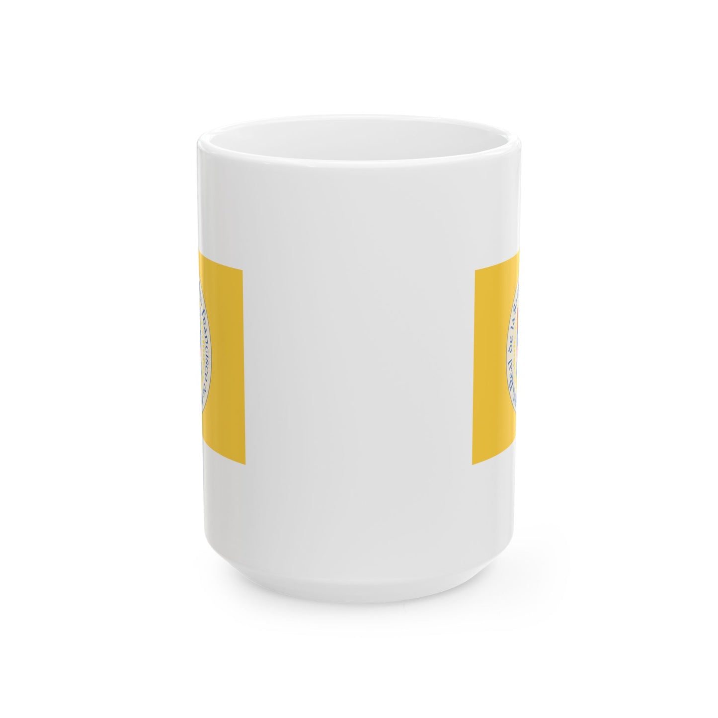 Santa Fe New Mexico Flag Coffee Mug - Double Sided Print, White Ceramic, 15oz by TheGlassyLass