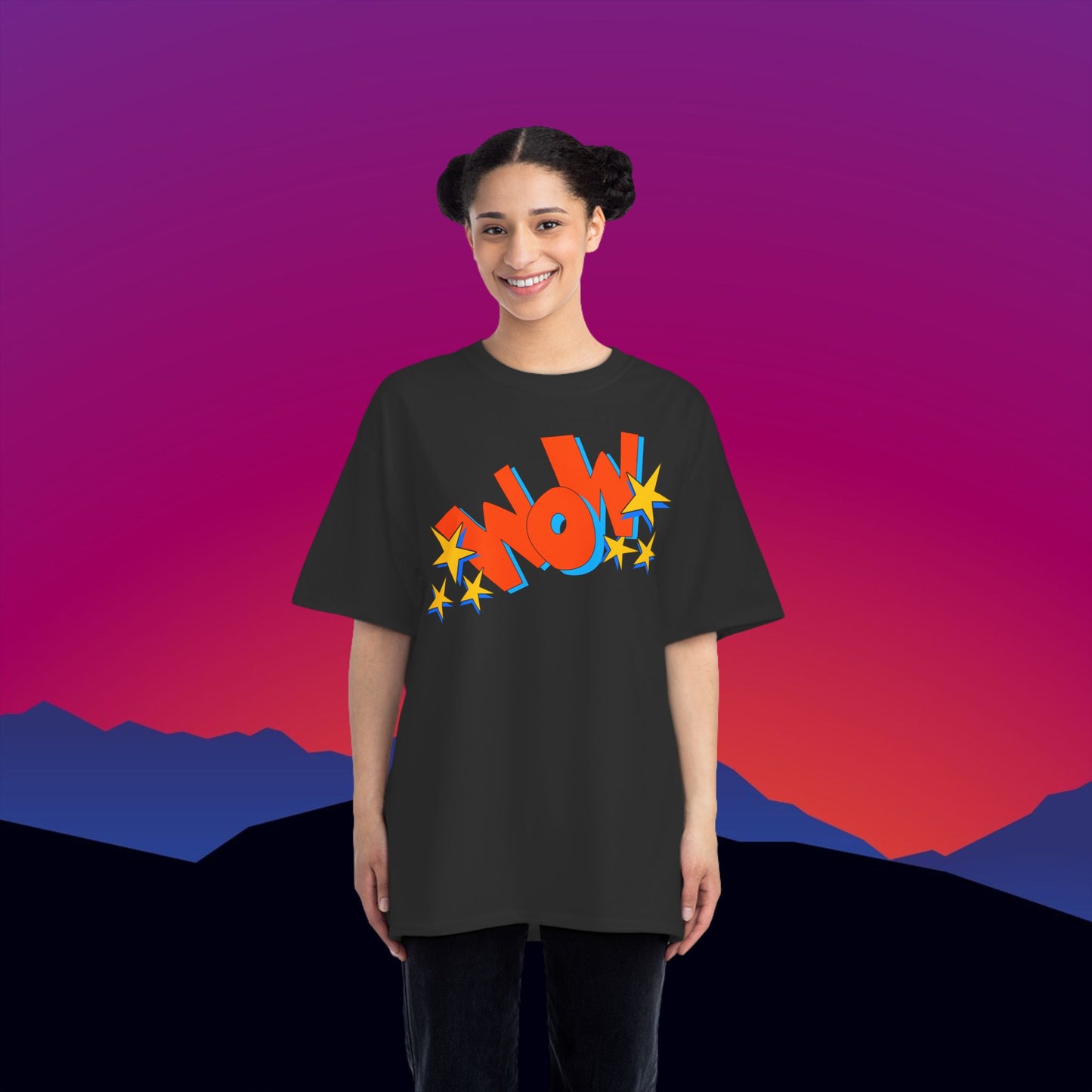 Superhero WOW T-Shirt: (Hanes Beefy-T 100% Preshrunk Cotton) Custom Printed by TheGlassyLass.com