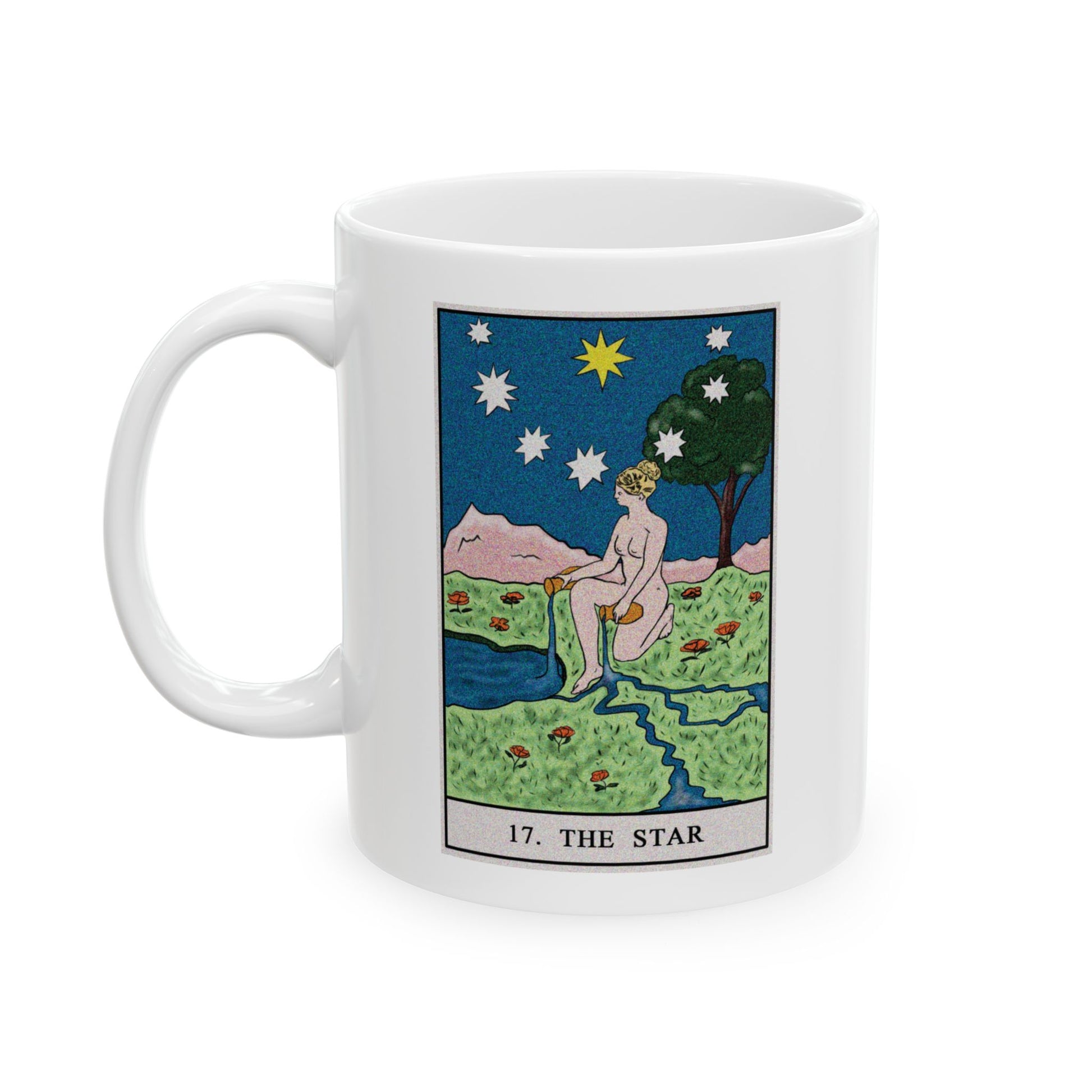 The Star Tarot Card Coffee Mug - Double Sided Print, White Ceramic, 11oz by TheGlassyLass.com