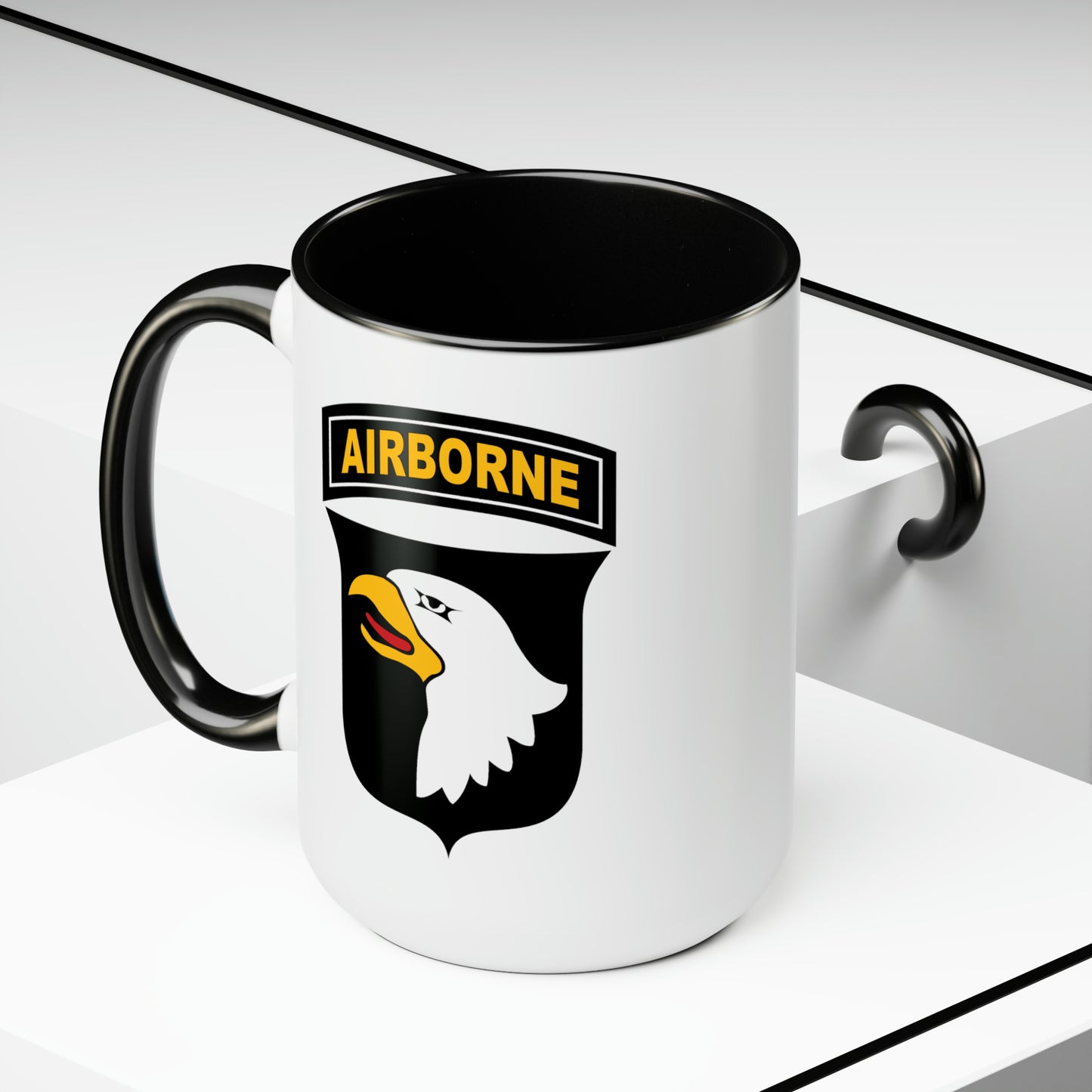 US Army Airborne Coffee Mugs - Double Sided Black Accent White Ceramic 15oz by TheGlassyLass.com