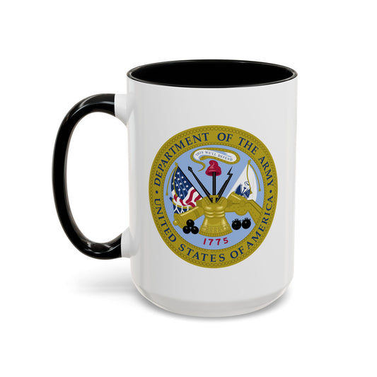 Department of the Army Seal Coffee Mug - Double Sided Print, Black Accent White Ceramic, 15oz by TheGlassyLass.com