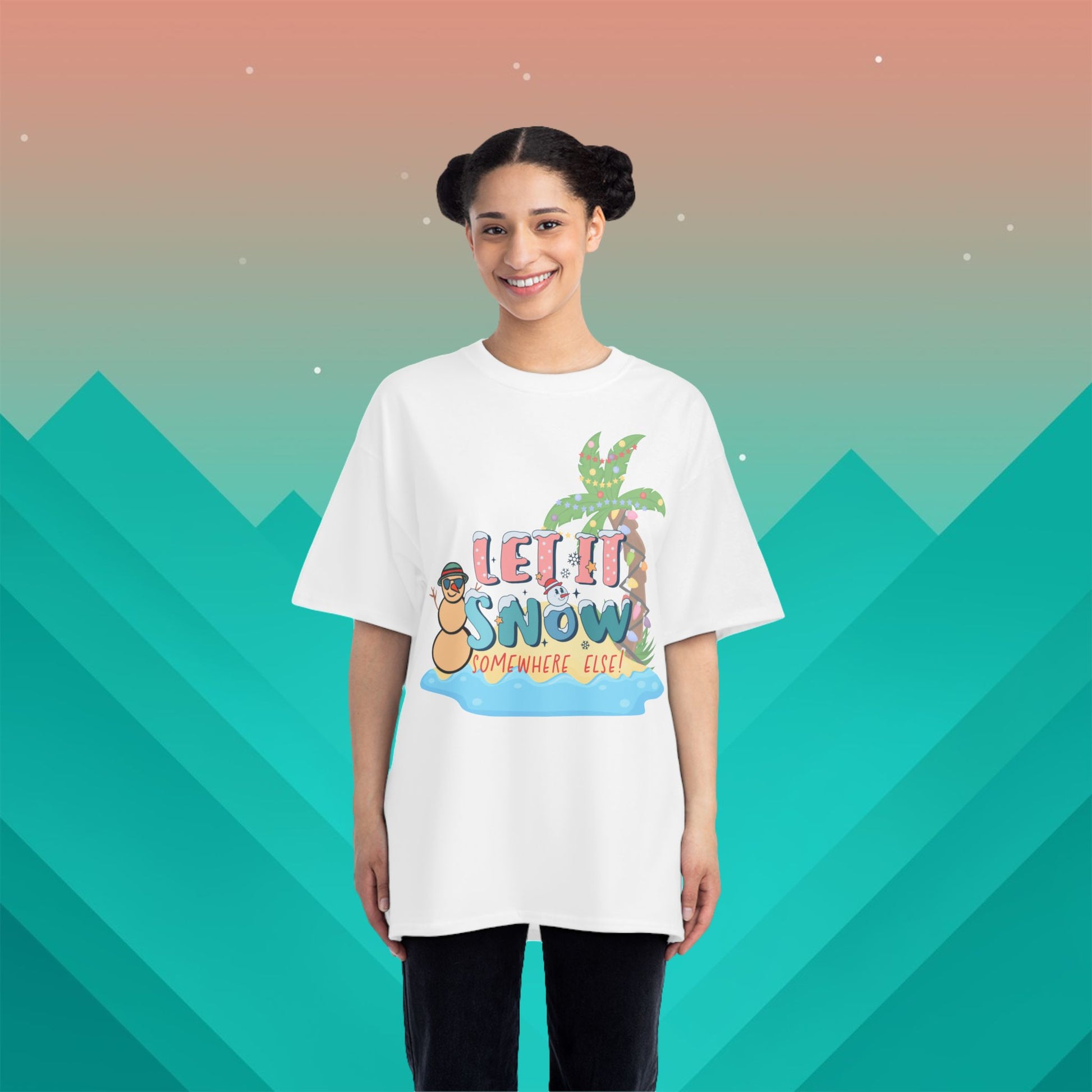 Let it Snow - Somewhere Else Christmas T-Shirt: (Hanes Beefy-T 100% Preshrunk Cotton Custom Printed by TheGlassyLass.com