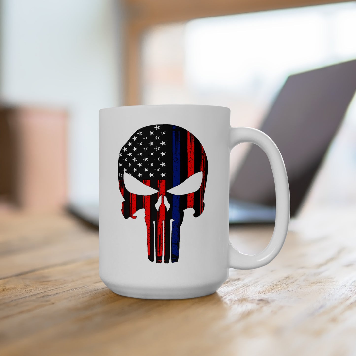 Blue Lives Matter Coffee Mug - Double Sided White Ceramic 15oz by TheGlassyLass.com