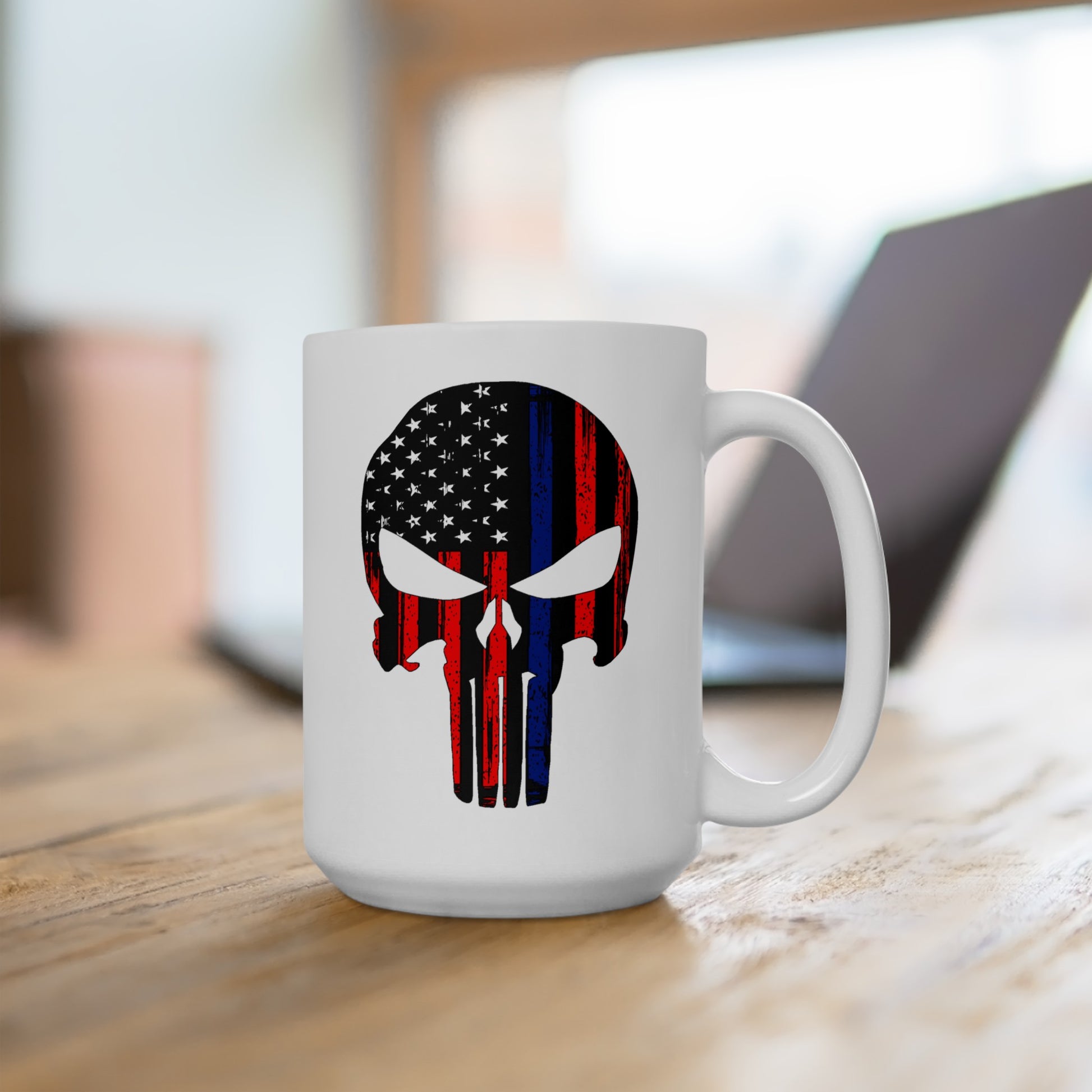 Blue Lives Matter Coffee Mug - Double Sided White Ceramic 15oz by TheGlassyLass.com