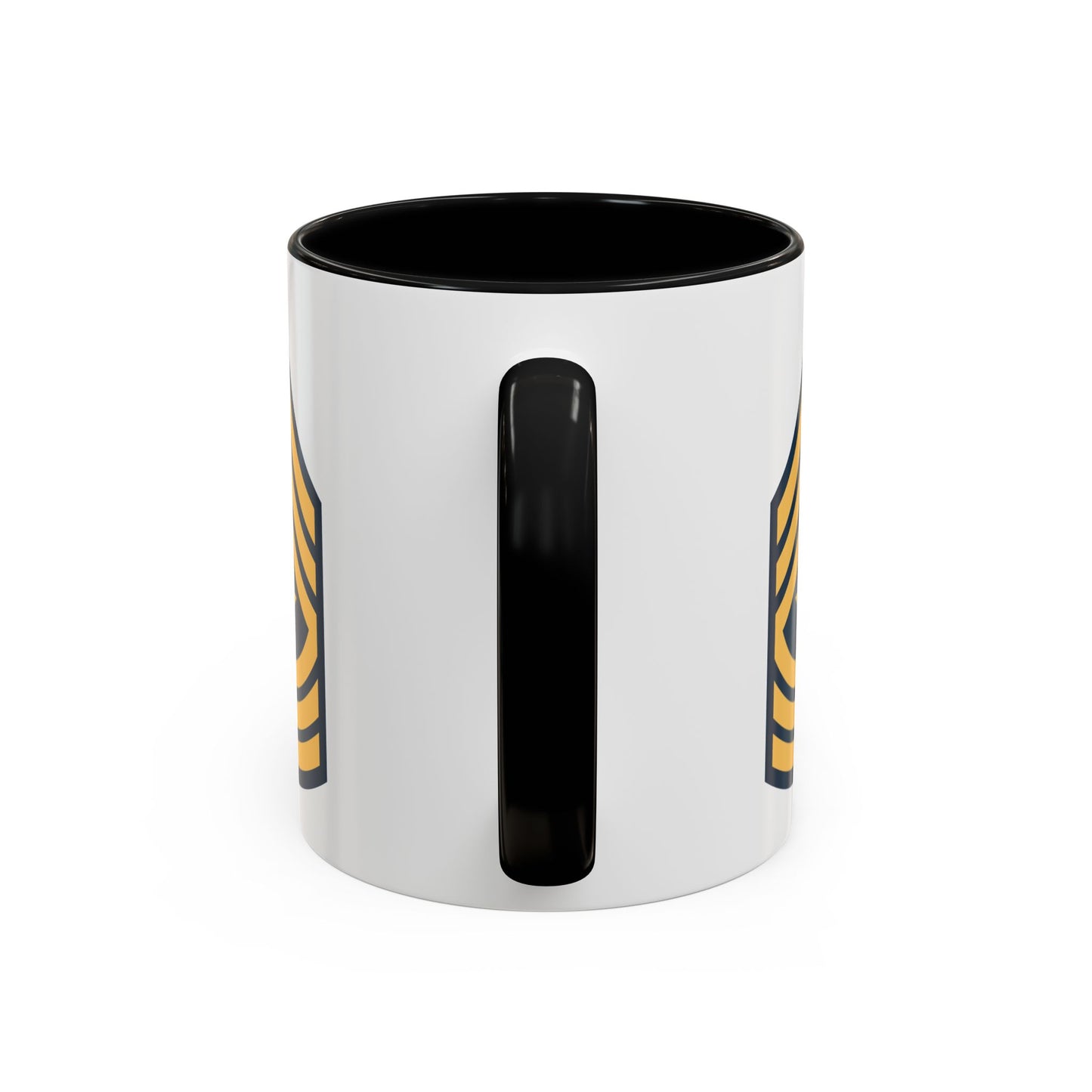 US Army Sergeant Major (E-9) Stripes Coffee Mug - Double Sided Print, Black Accent White Ceramic, 11oz by TheGlassyLass.com