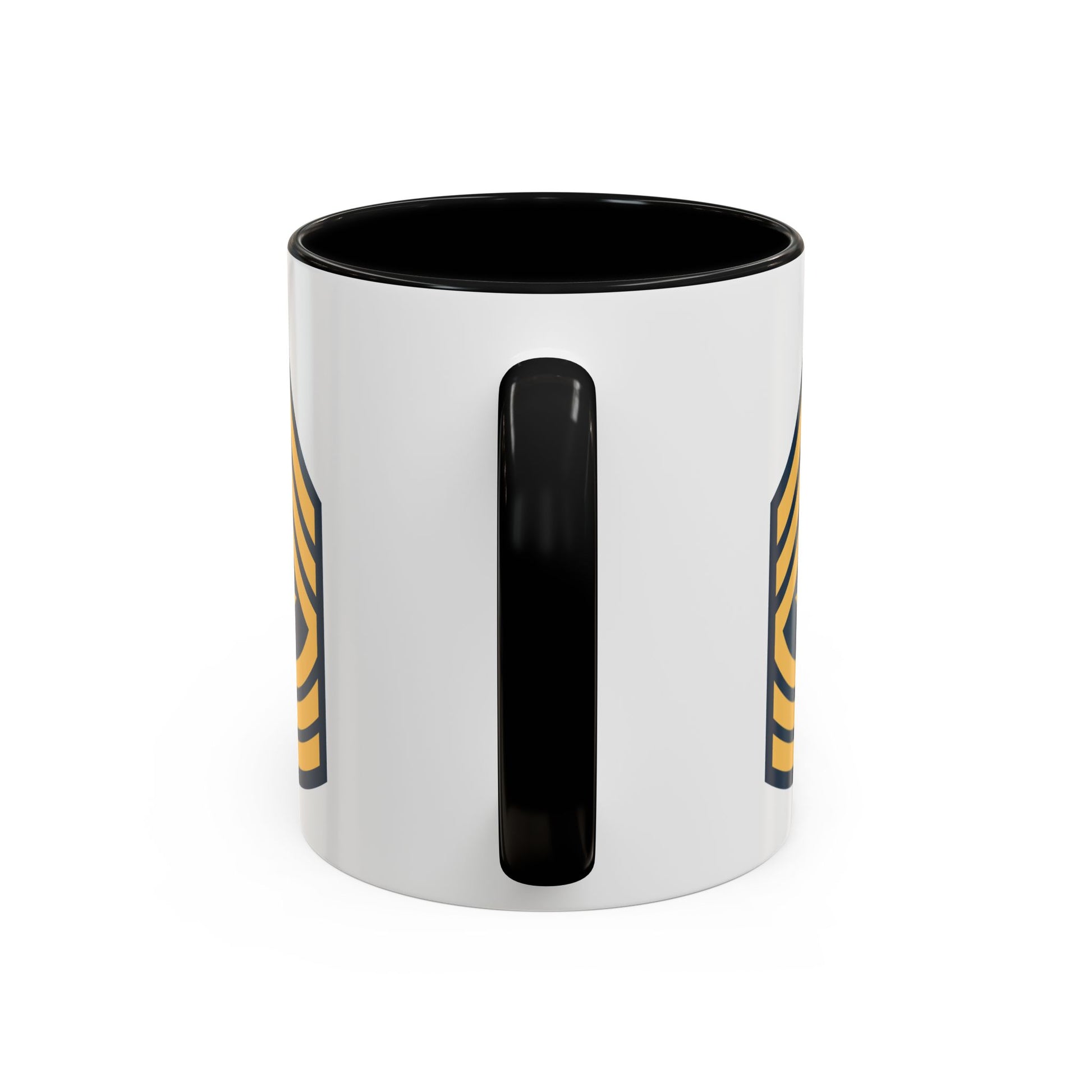 US Army Sergeant Major (E-9) Stripes Coffee Mug - Double Sided Print, Black Accent White Ceramic, 11oz by TheGlassyLass.com
