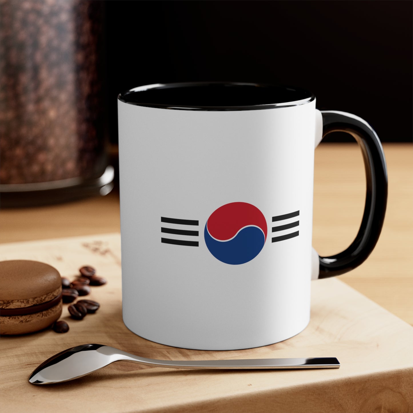 South Korean Air Force Roundel Coffee Mug - Double Sided Black Accent Ceramic 11oz - by TheGlassyLass.com